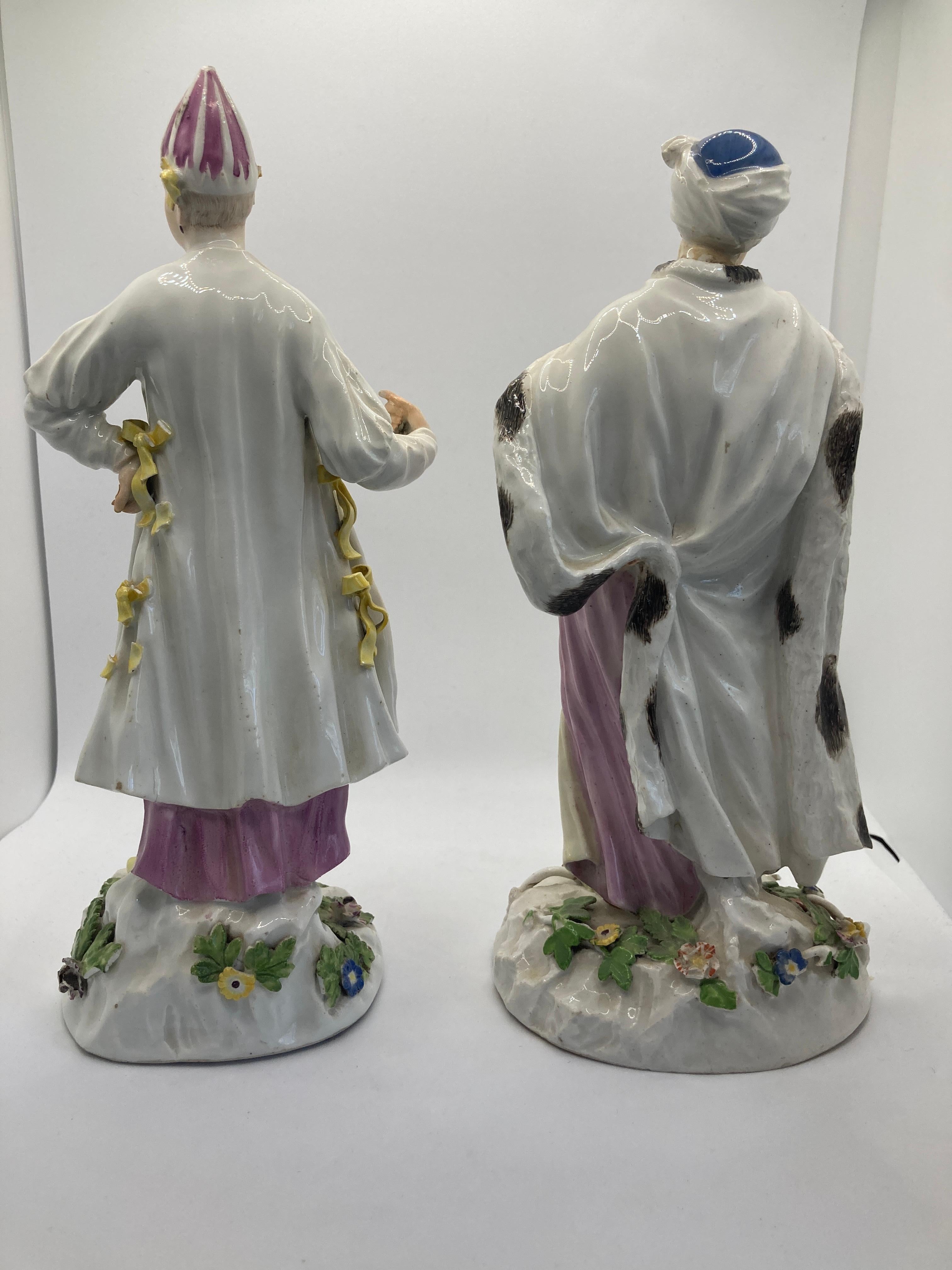 18th Century Meissen Porcelain Figures, 'Turkish / Persian Lady & Gentleman'  In Good Condition For Sale In Maidstone, GB