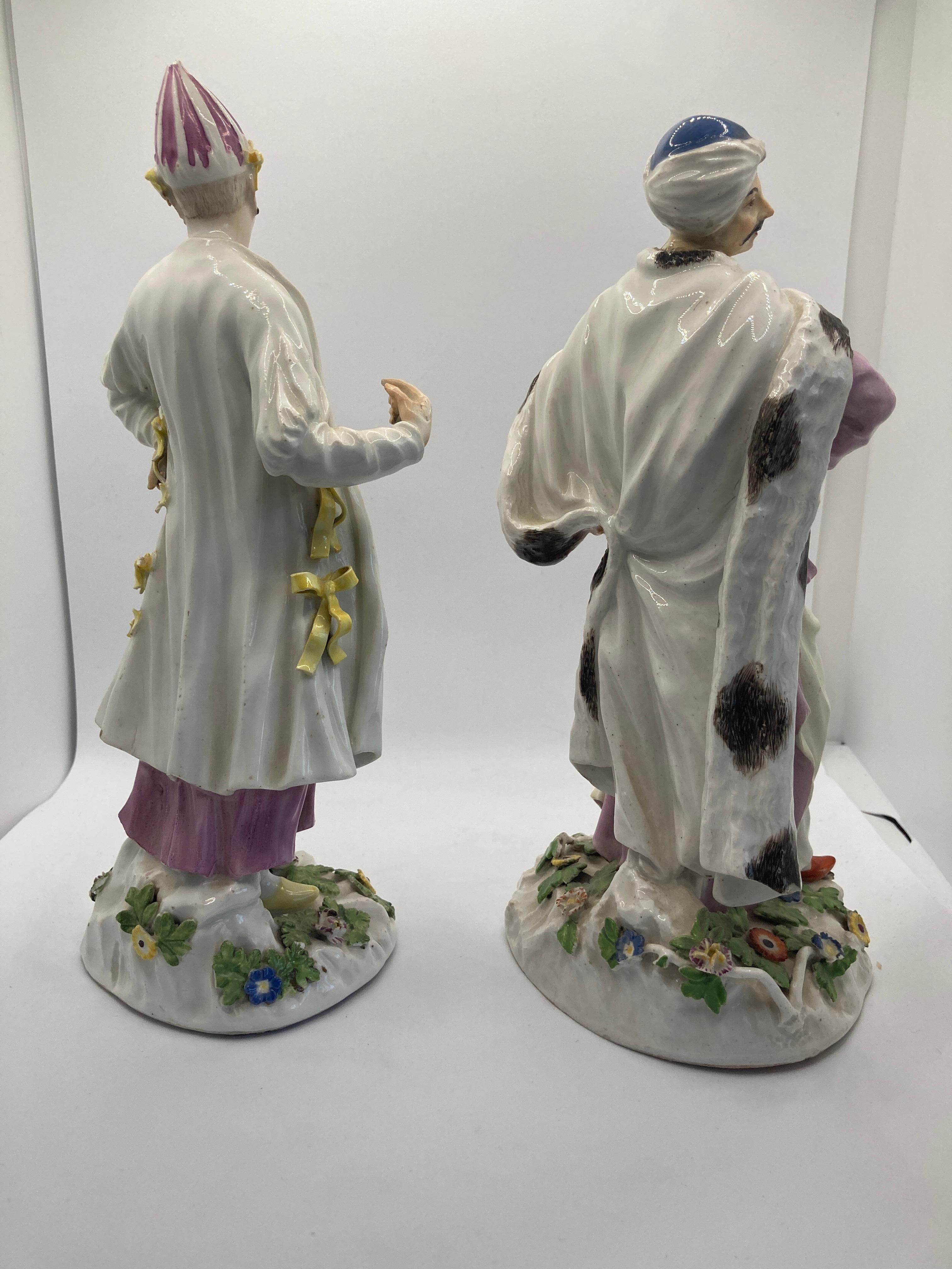 Meissen Porcelain Figuren des 18. Jahrhunderts, 'Türkische / Persische Dame & Herr'  (Porzellan) im Angebot