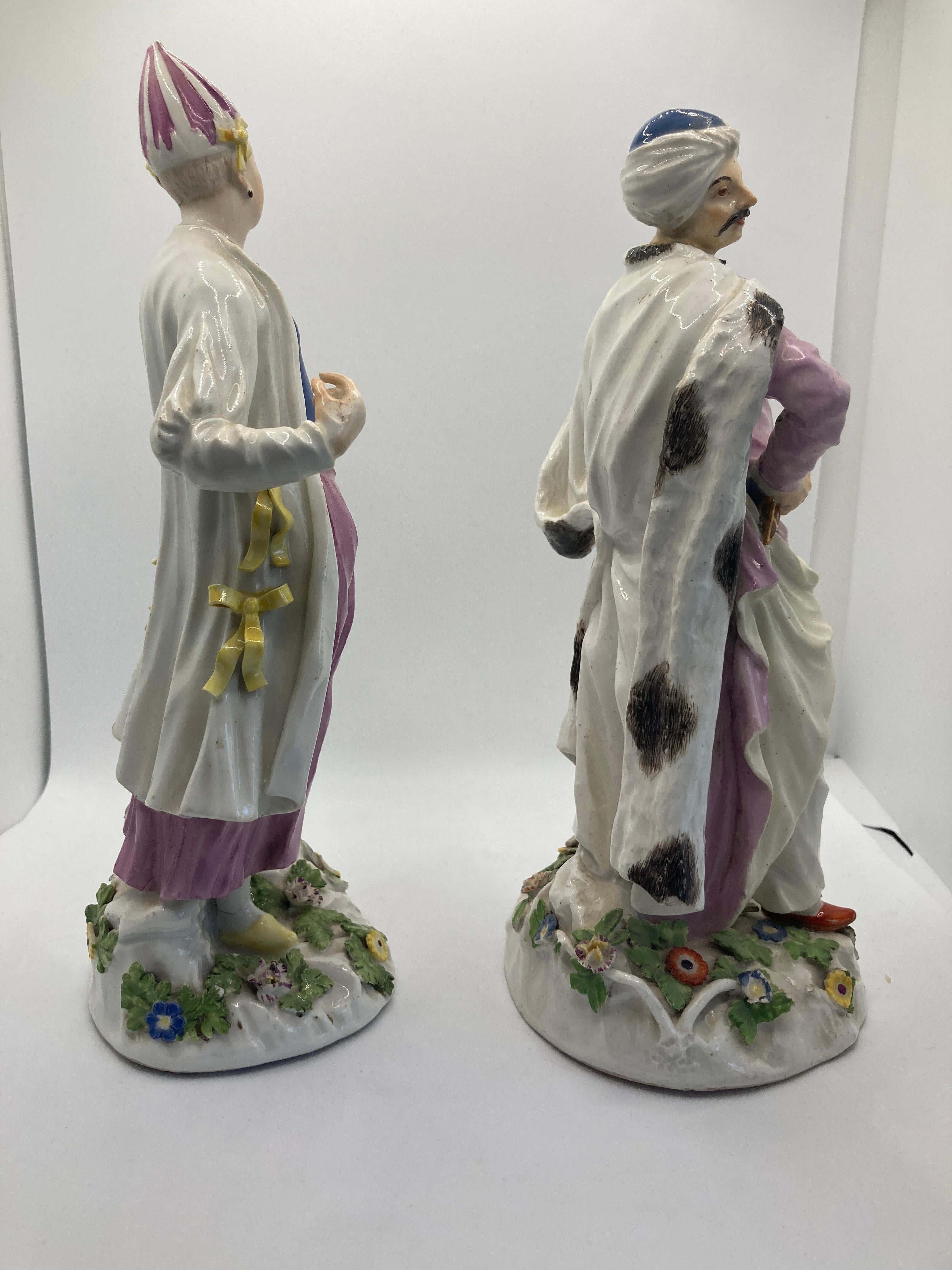 Meissen Porcelain Figuren des 18. Jahrhunderts, 'Türkische / Persische Dame & Herr'  im Angebot 1
