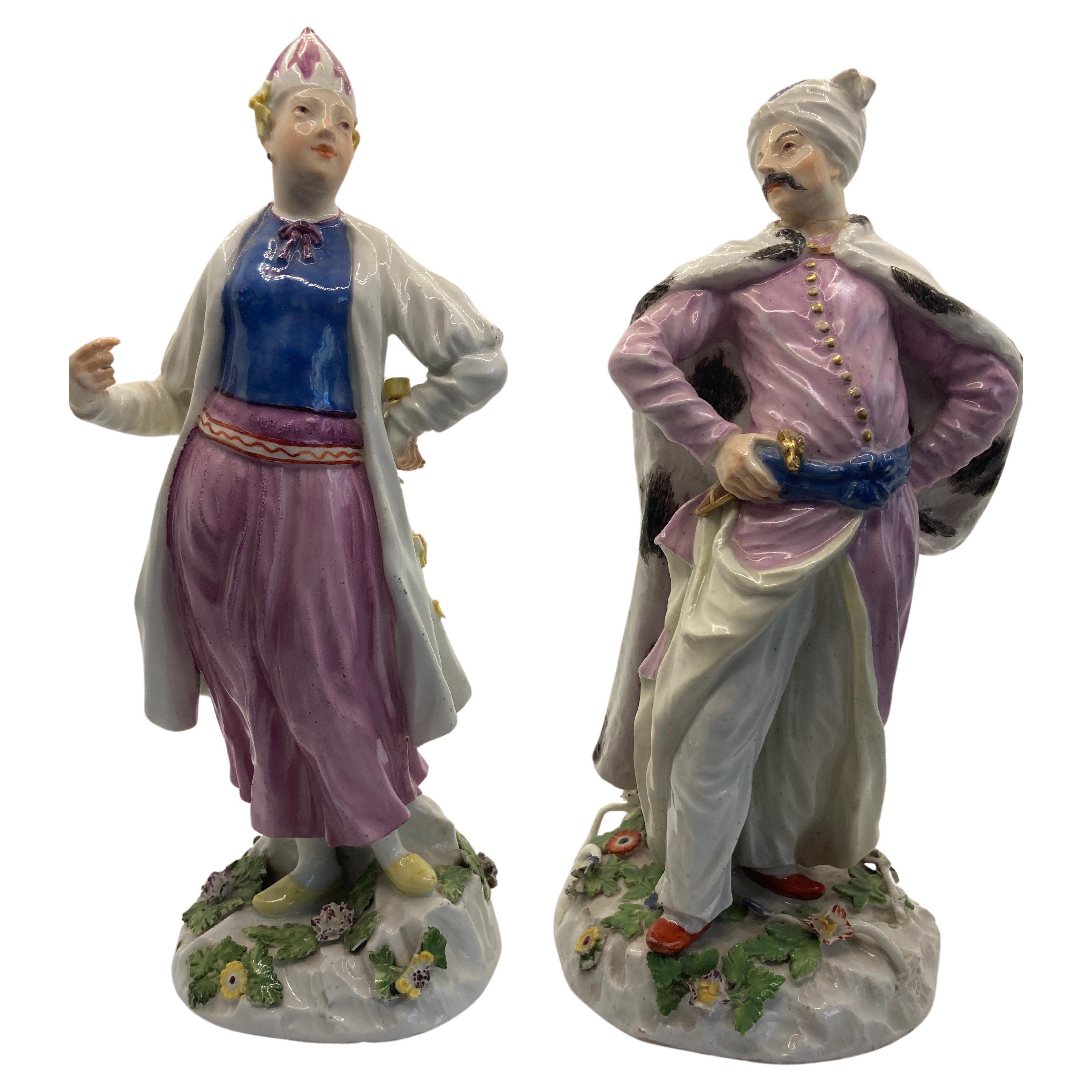 Meissen Porcelain Figuren des 18. Jahrhunderts, 'Türkische / Persische Dame & Herr'  im Angebot