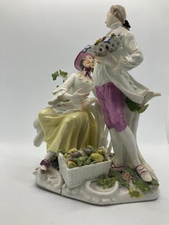 18th Century Meissen Porcelain Figurine, 'Pair of Gardeners',  Model No 1584