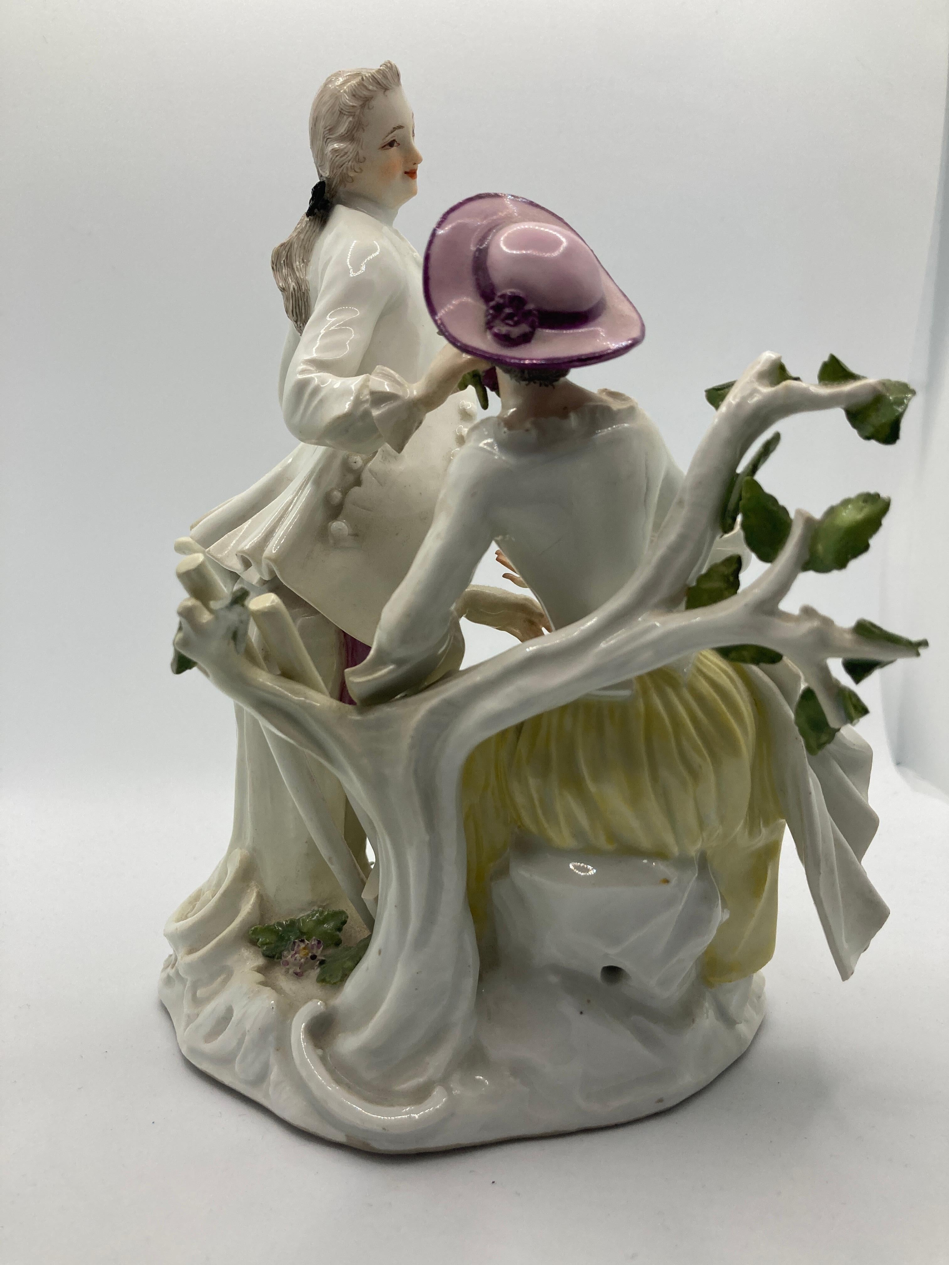 18th Century Meissen Porcelain Figurine, 'Pair of Gardeners',  Model No 1584 In Good Condition For Sale In Maidstone, GB