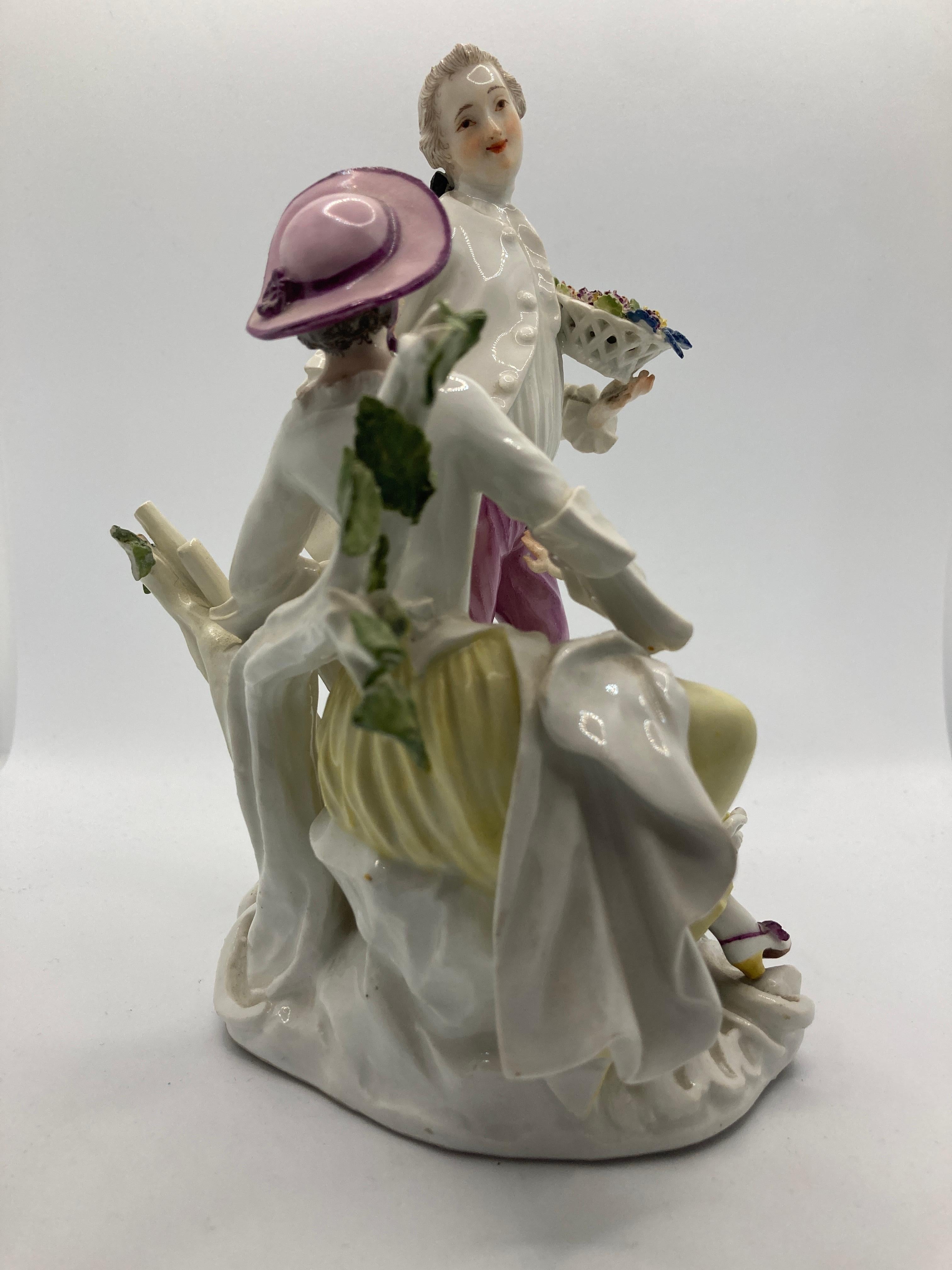 18th Century Meissen Porcelain Figurine Pair Of Gardeners Model No 