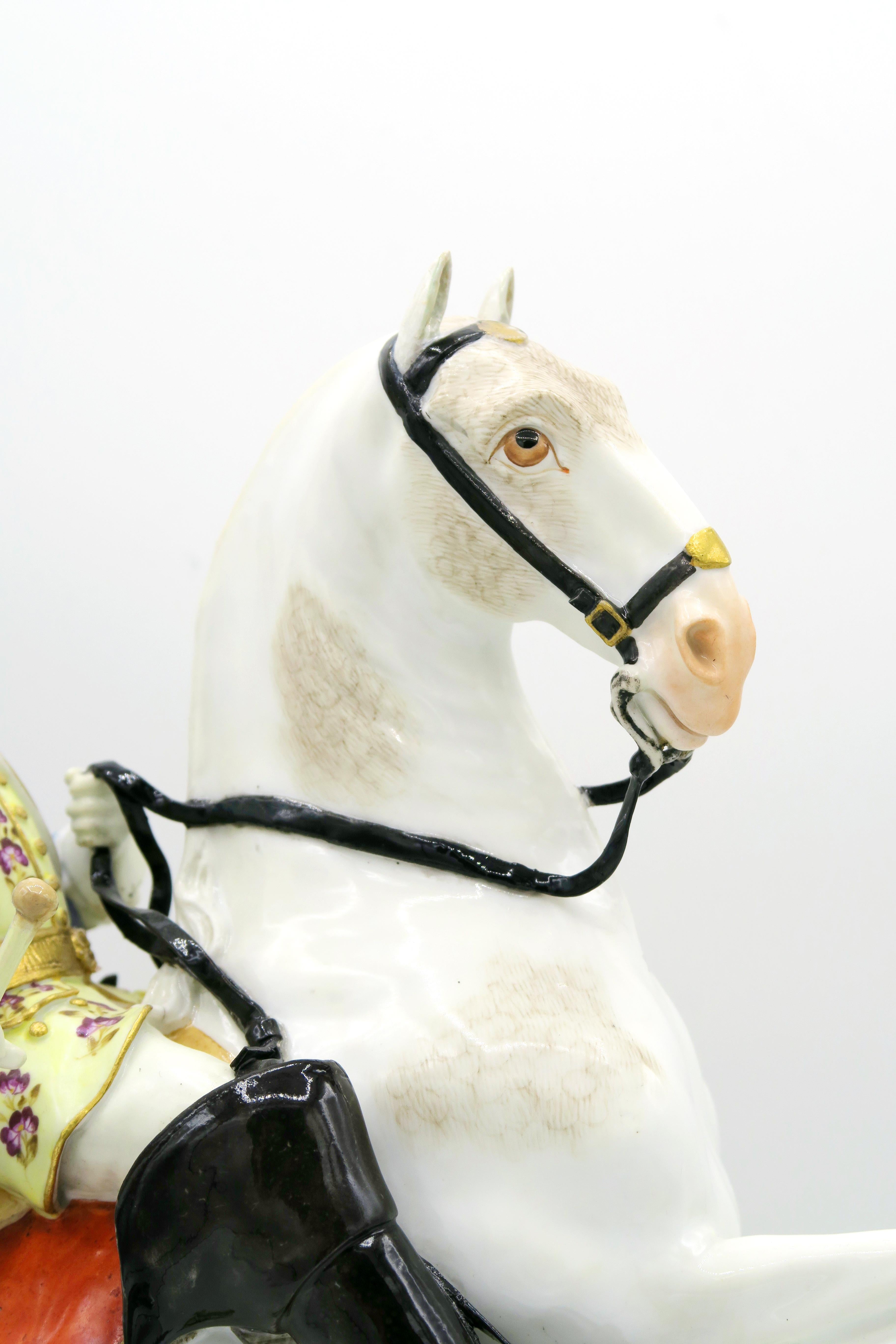 German 18th Century Meissner Equestrian Figure 