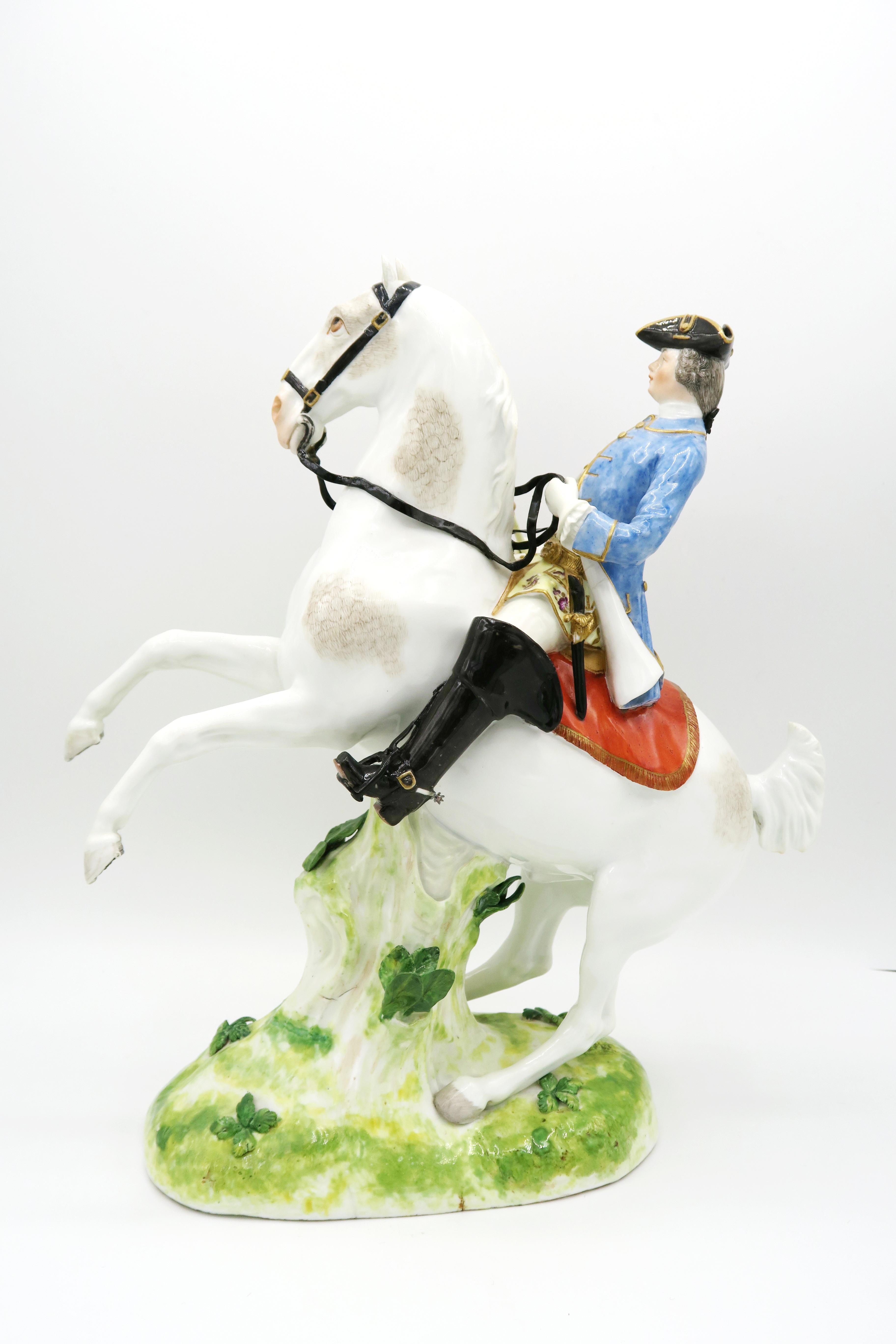 Mid-18th Century 18th Century Meissner Equestrian Figure 