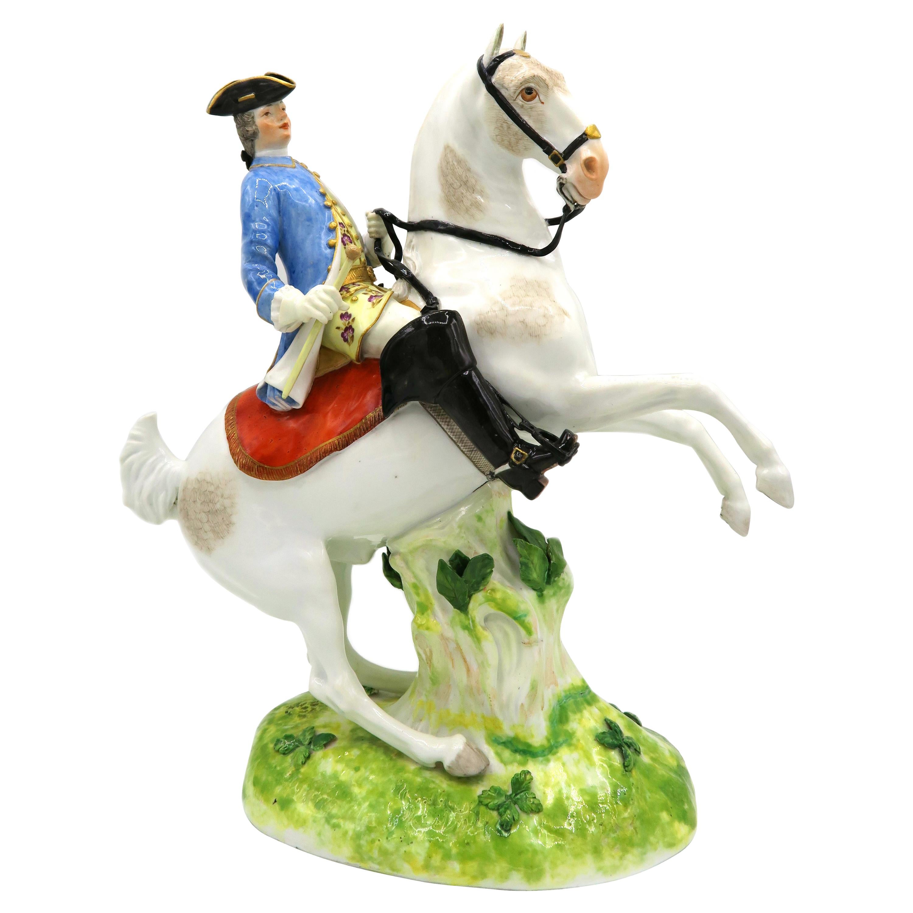 18th Century Meissner Equestrian Figure "Hunter of Dessau" by J. J. Kaendler For Sale