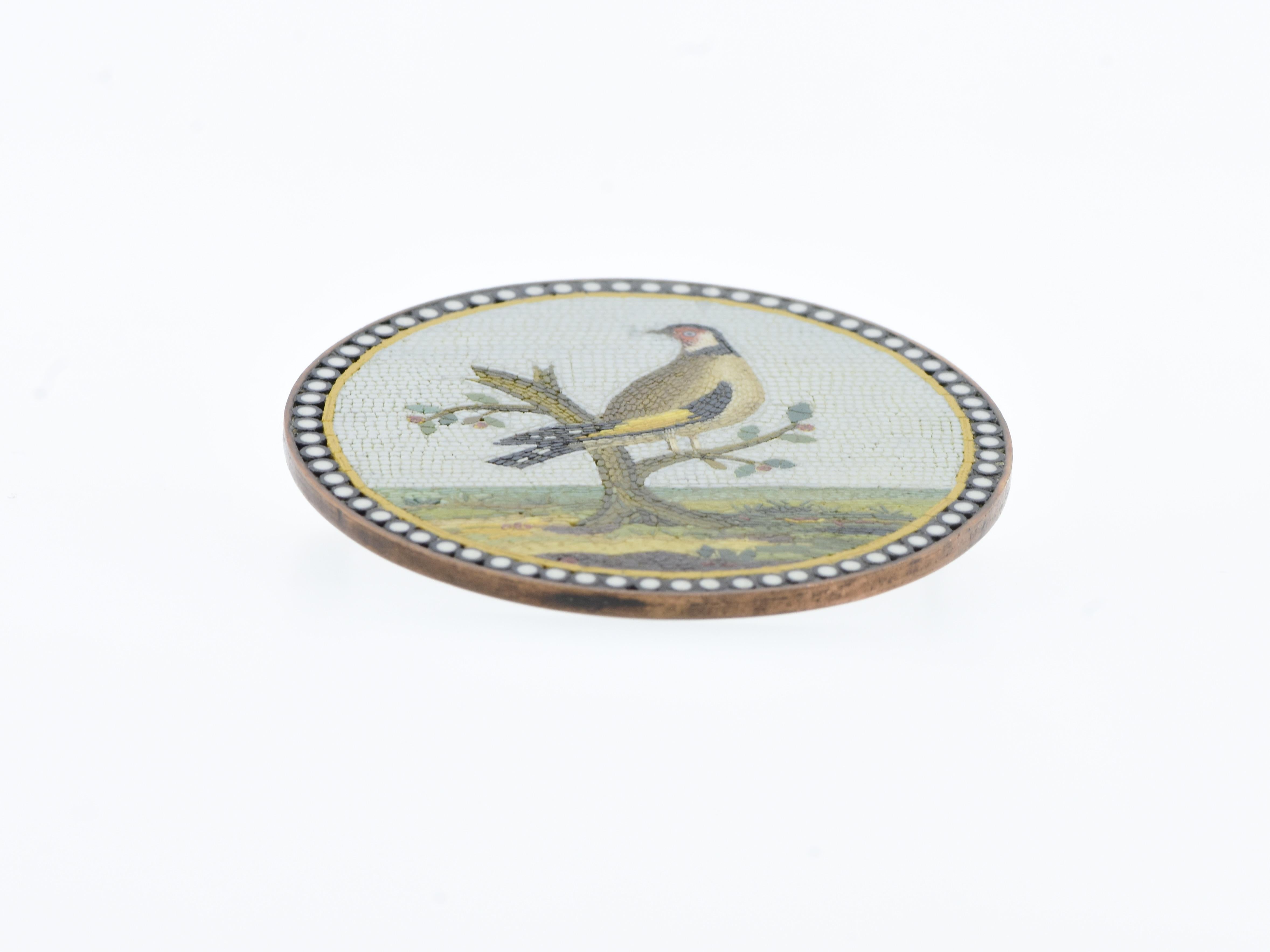 18th Century Micromosaic of a Goldfinch, c. 1790, attributed to G. Raffaelli For Sale 1