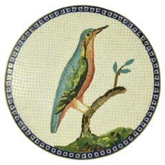Antique 18th Century Micromosaic Plaque of a Bluebird, attributed to G. Raffaelli.