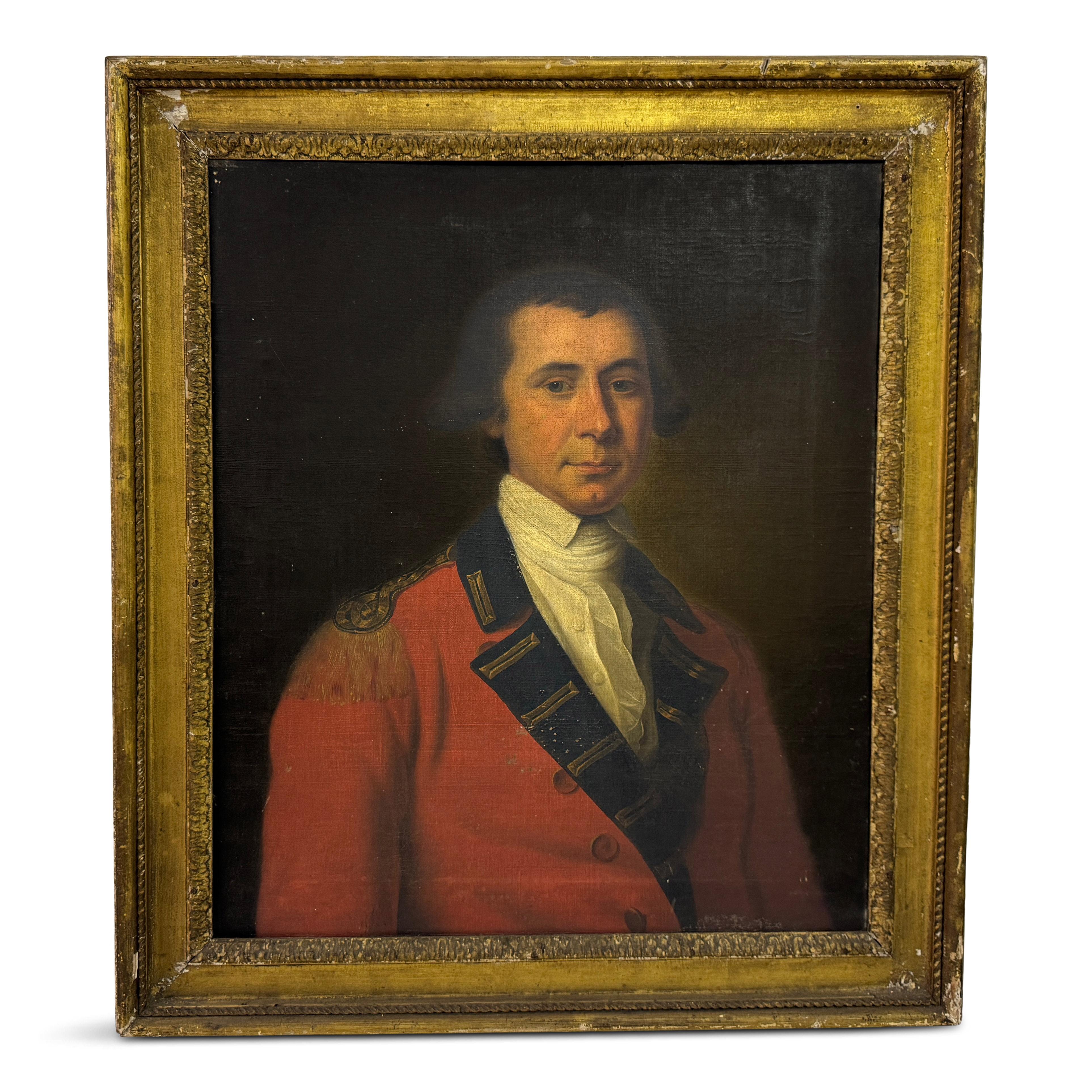 Portrait militaire

Huile sur toile

Colonel William Flint 1731-1795

Dimensions du cadre

Ce portrait du XVIIIe siècle représente le colonel William Flint, un gentleman et officier distingué, vêtu de la tenue militaire officielle de l'époque. Le