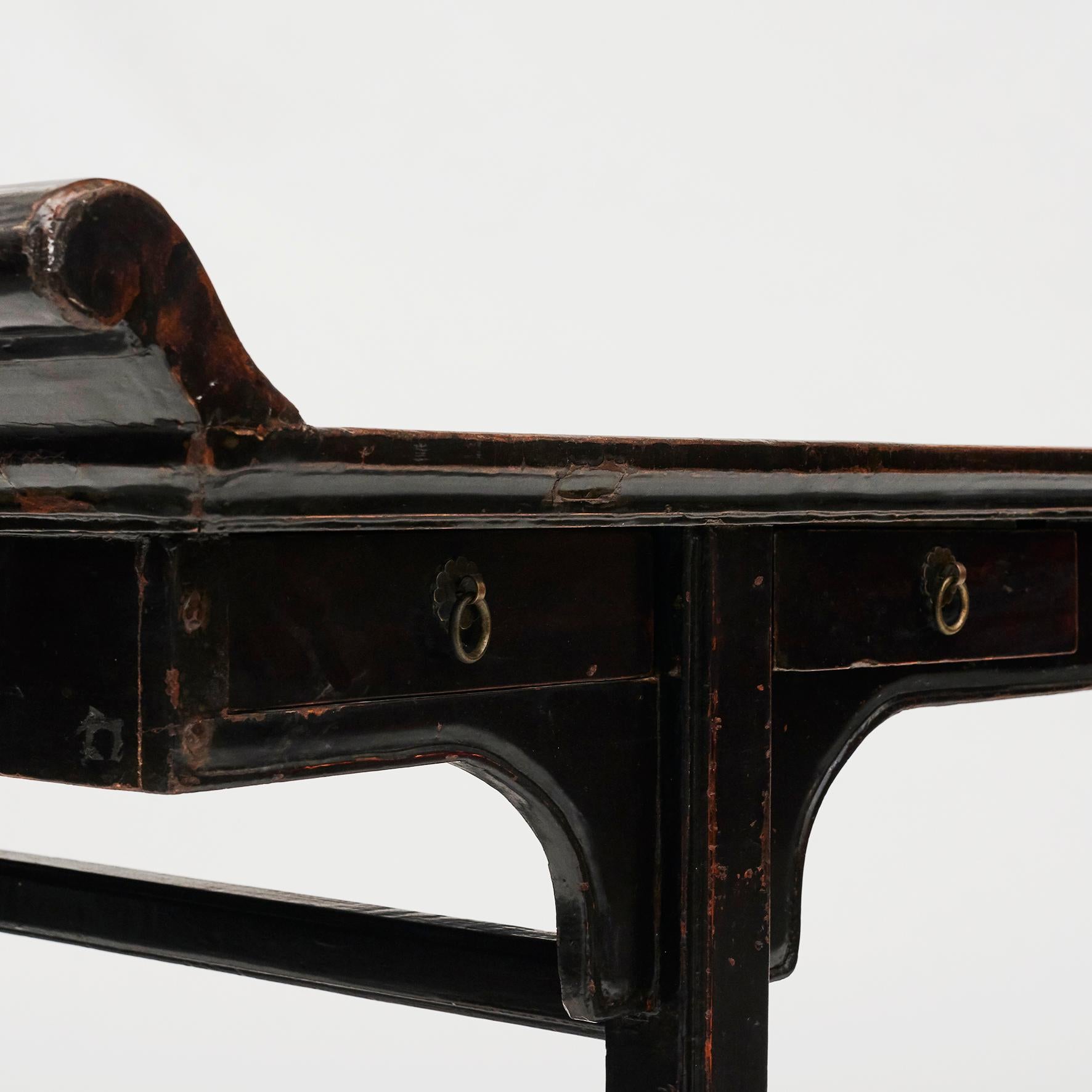 18th Century Ming Style Black Lacquer Chinese Communion Table In Good Condition In Kastrup, DK