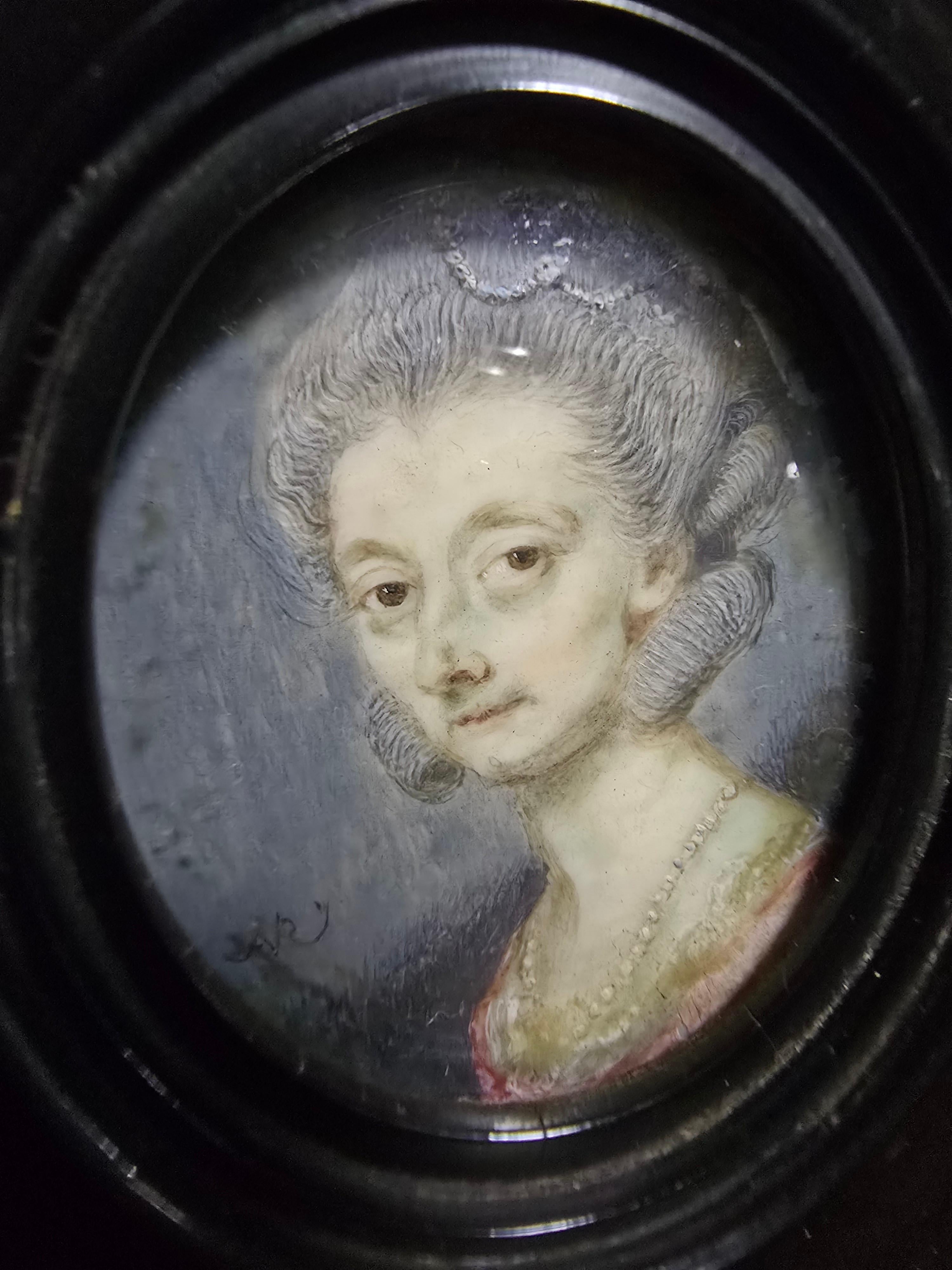Mid-18th Century 18th-Century Miniature Oil Painting – Possibly England For Sale