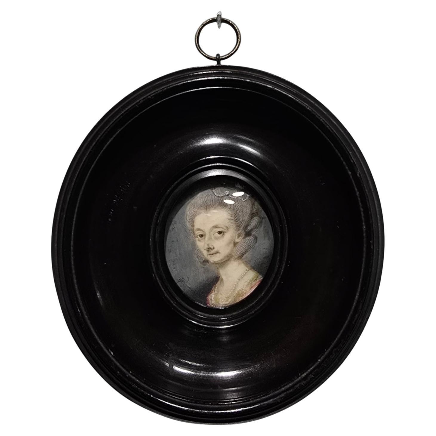 Pintura al óleo en miniatura del siglo XVIII - Posiblemente Inglaterra