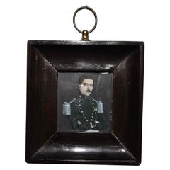 Retrato al óleo en miniatura del siglo XVIII - Oficial militar europeo