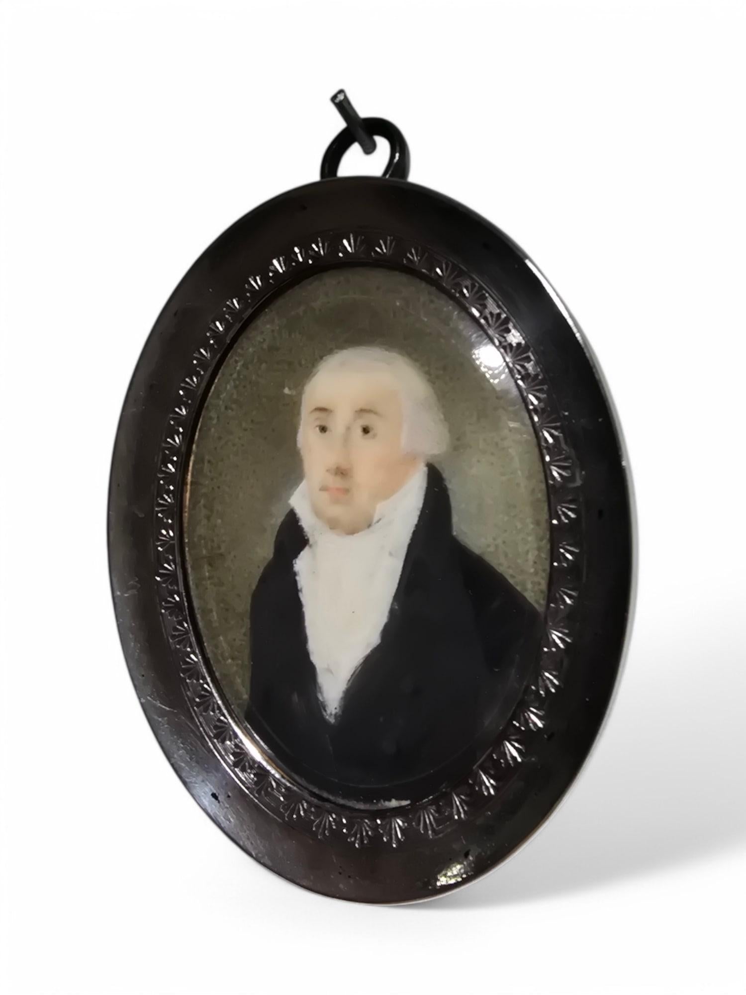 Mid-18th Century 18th-Century Miniature Oil Portrait For Sale