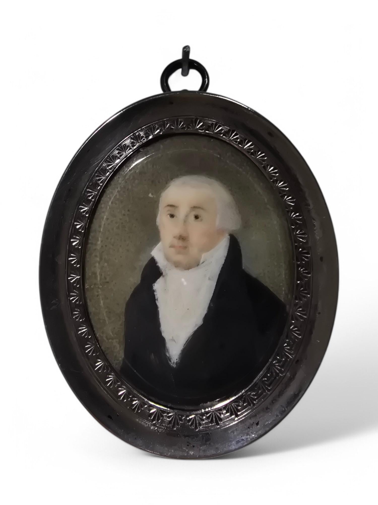 Silver 18th-Century Miniature Oil Portrait For Sale