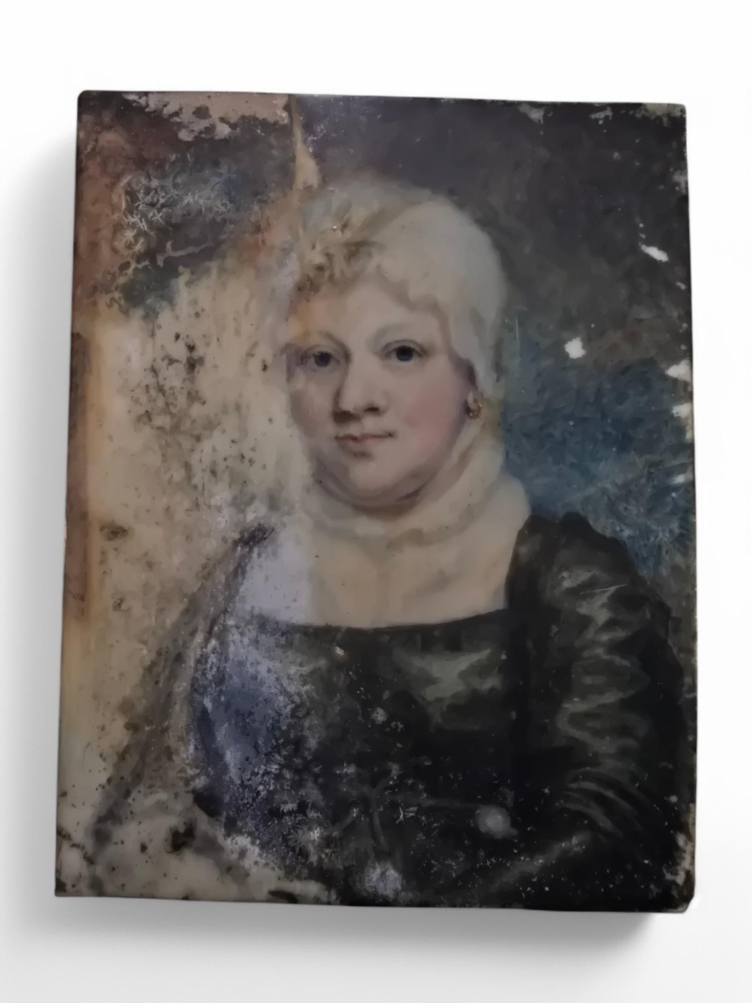 Fruitwood 18th-Century Miniature Oil Portrait For Sale