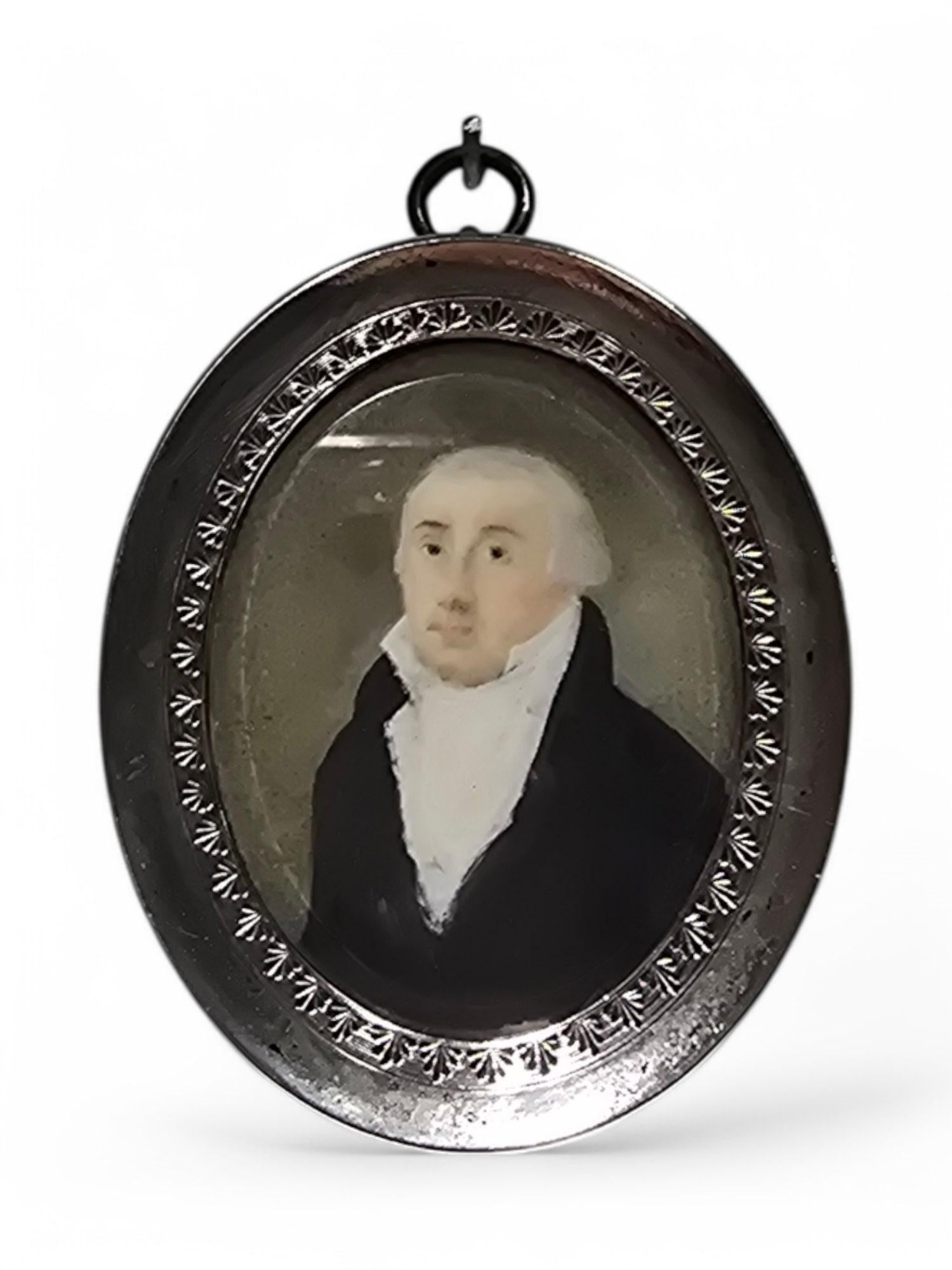 18th-Century Miniature Oil Portrait For Sale 2