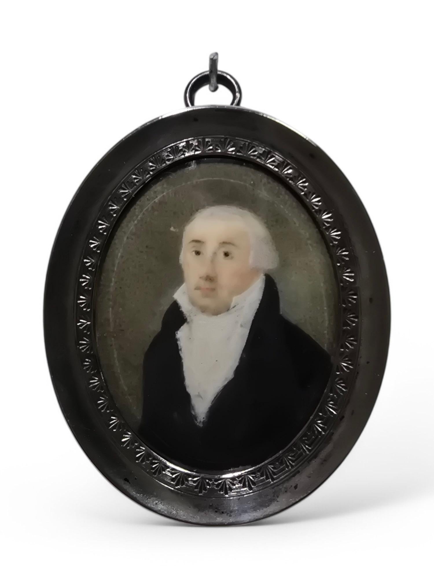 18th-Century Miniature Oil Portrait For Sale 3