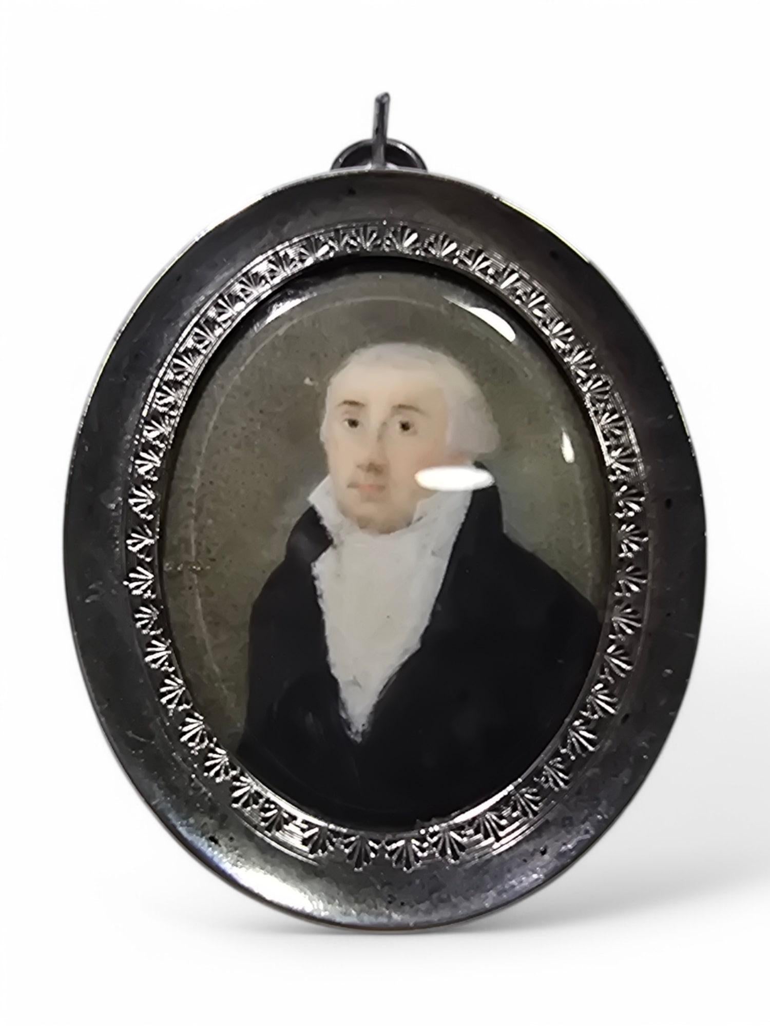 18th-Century Miniature Oil Portrait For Sale 4