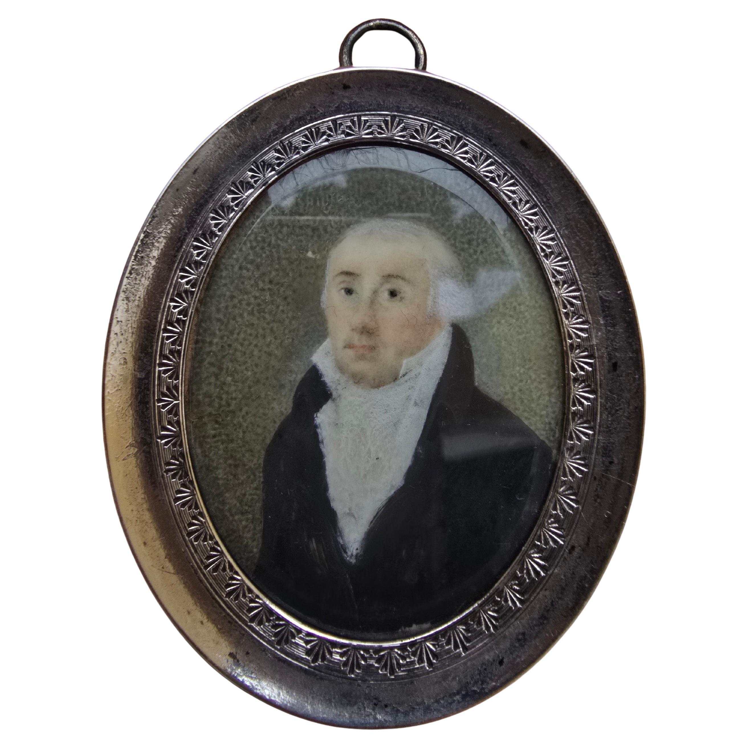 Retrato al óleo en miniatura del siglo XVIII