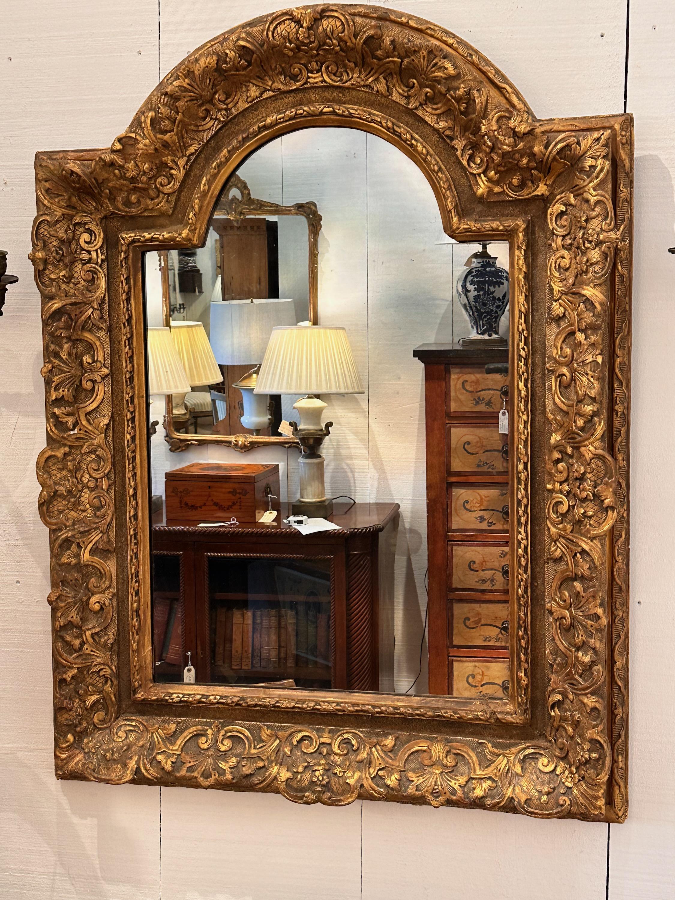 French 18th Century Mirror, Glass Replaced For Sale