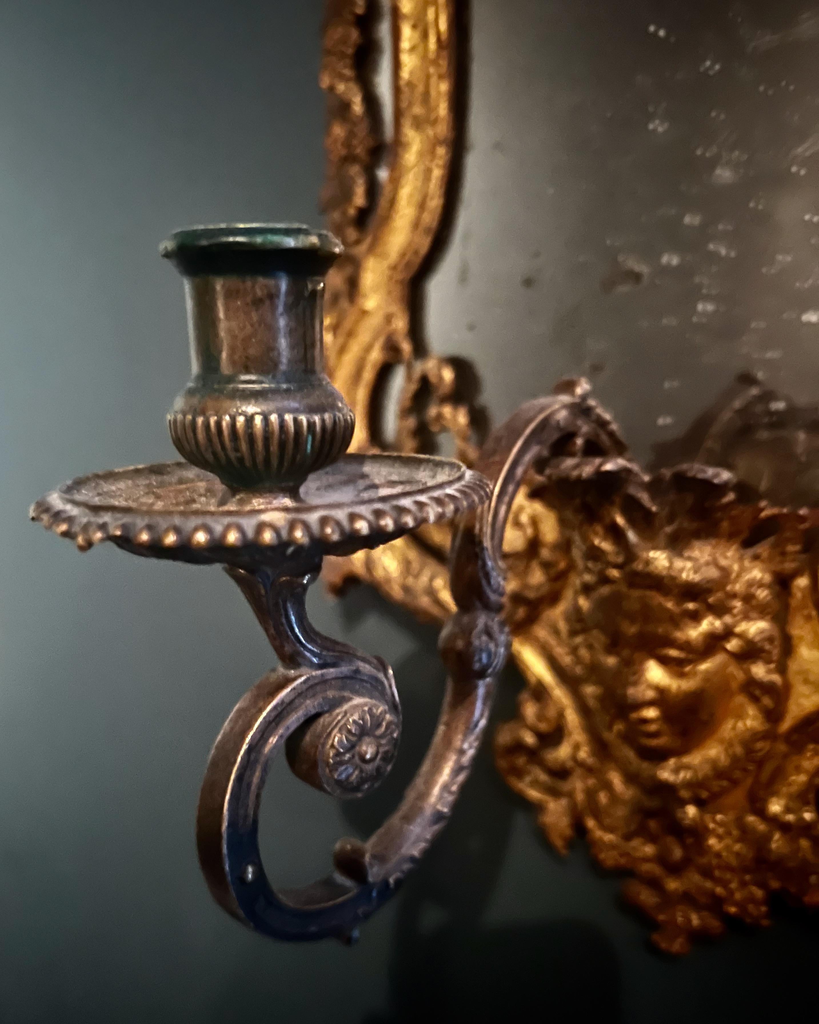 Swedish 18th Century Mirror Wall Sconce, Baroque Period For Sale