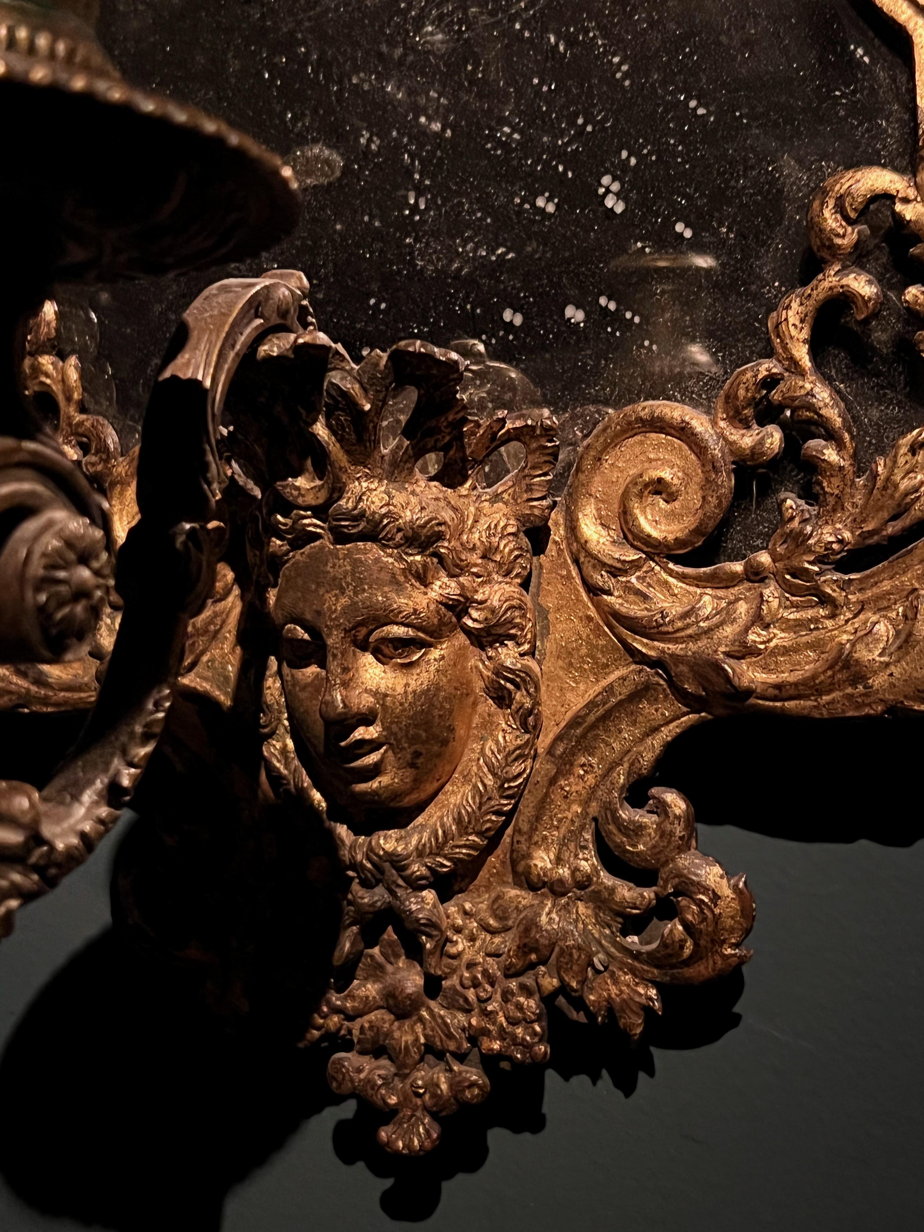 Bronze 18th Century Mirror Wall Sconce, Baroque Period