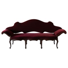 Antique 18th Century Mohair and Walnut Sofa, Italy, circa 1790
