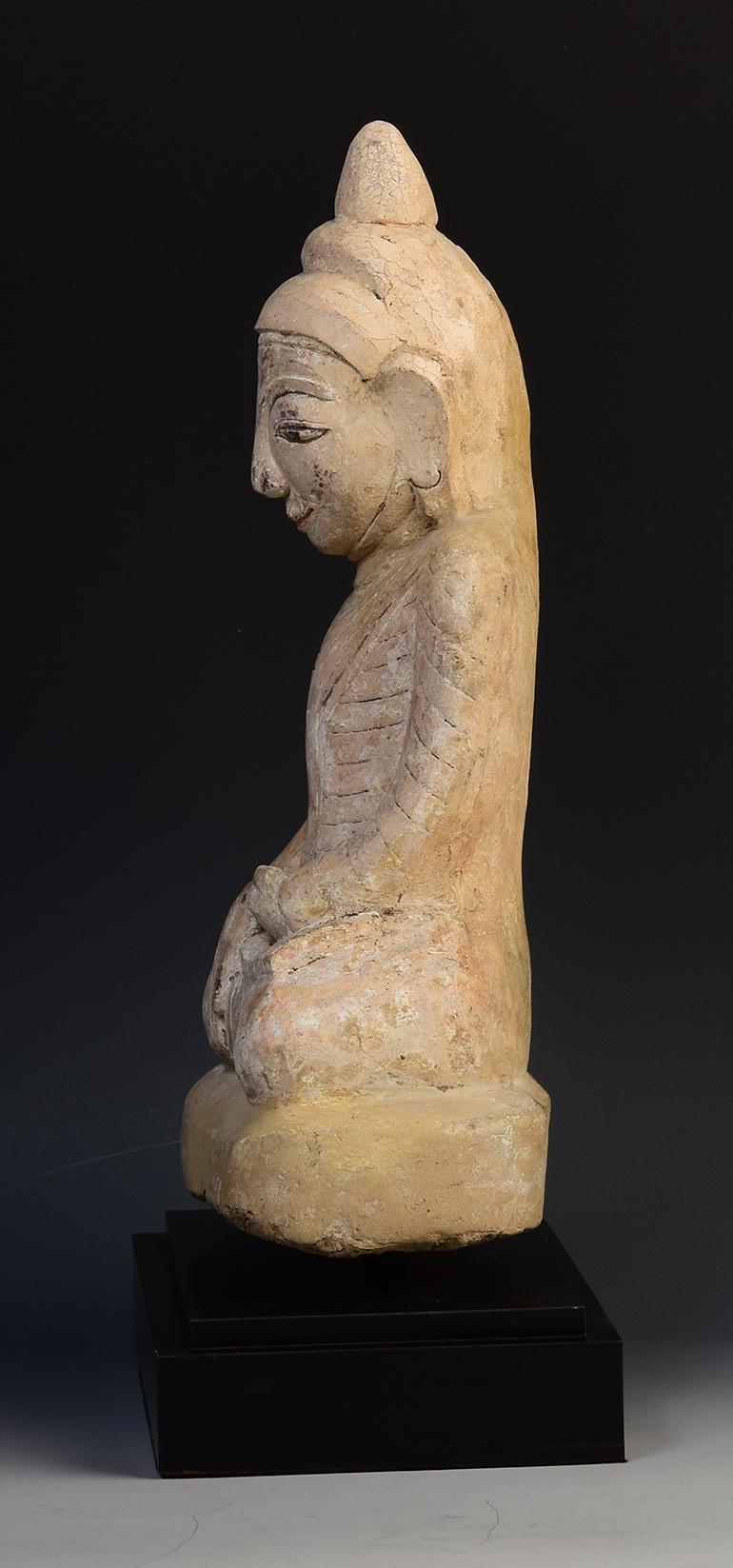 18th Century, Mon, Antique Burmese Soapstone Seated Buddha For Sale 2