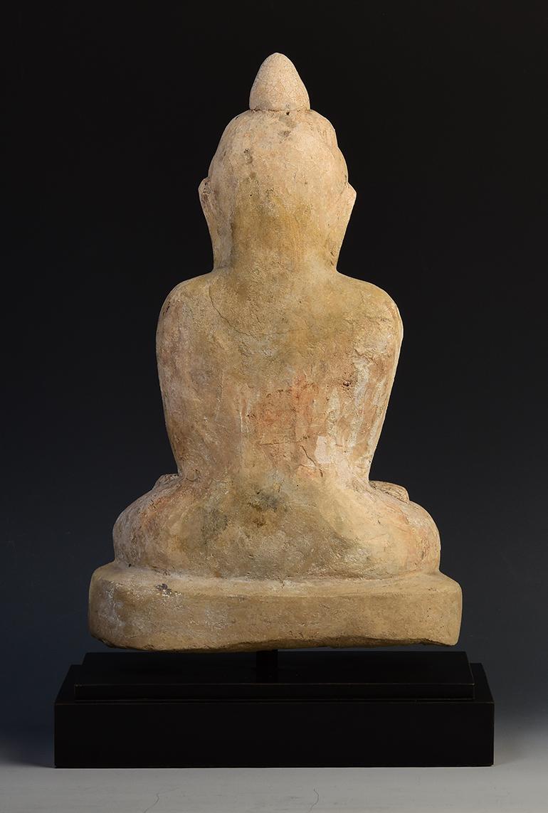 18th Century, Mon, Antique Burmese Soapstone Seated Buddha For Sale 3