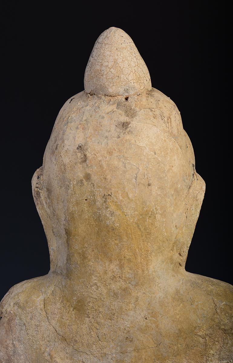 18th Century, Mon, Antique Burmese Soapstone Seated Buddha For Sale 4