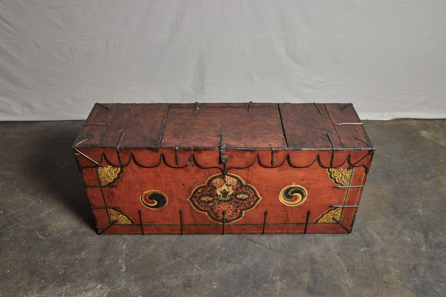 Wood 18th Century Monastery Trunk For Sale