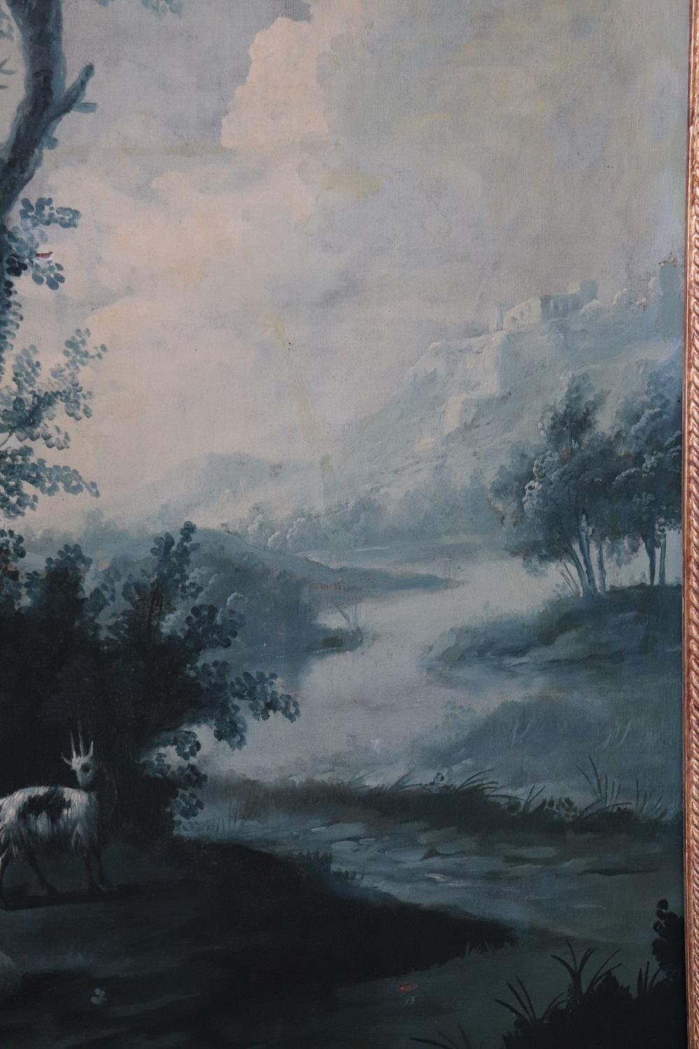 18th Century Monochrome Oil Paintings on Canvas Large Antique Landscapes, Two For Sale 9
