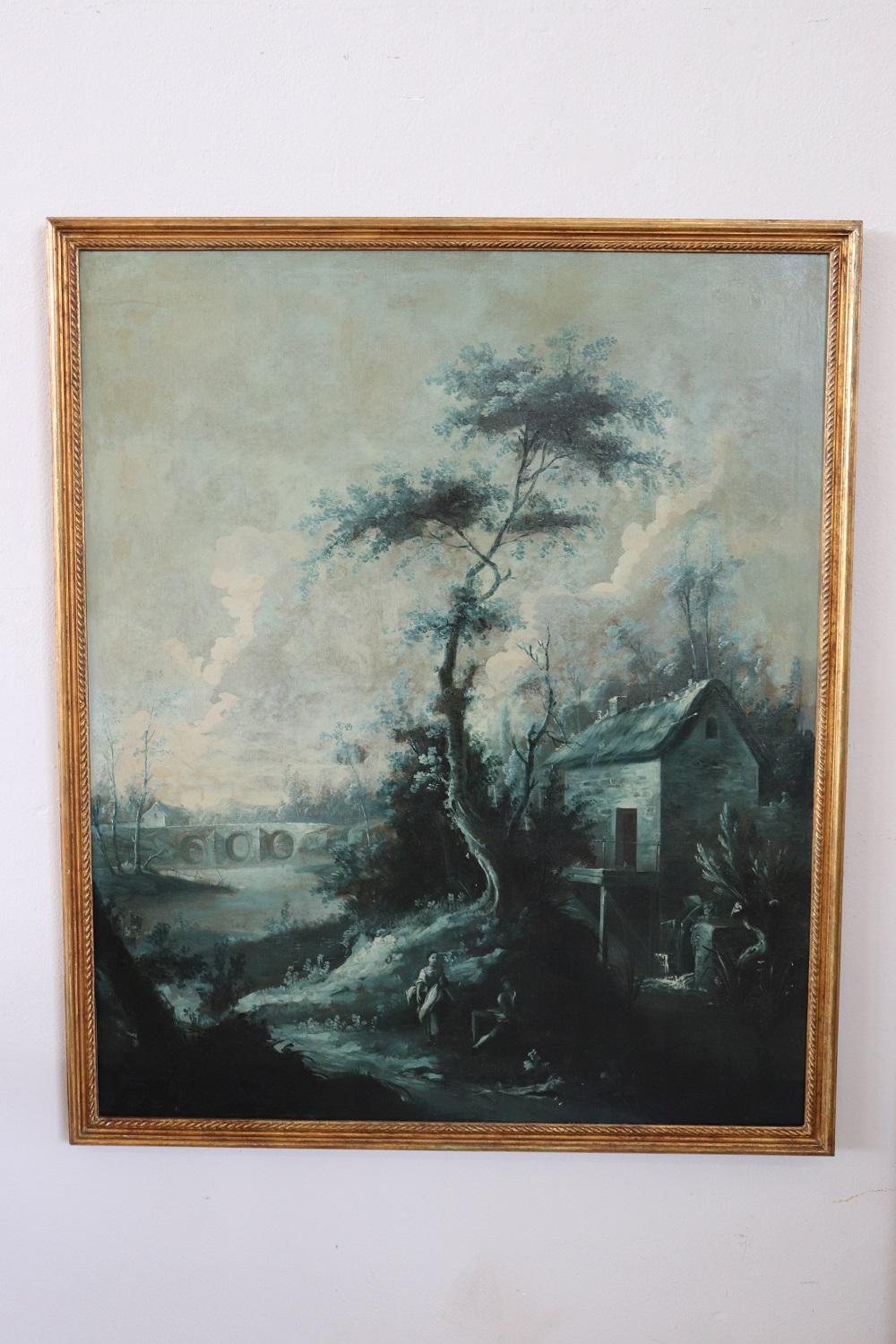 18th Century Monochrome Oil Paintings on Canvas Large Antique Landscapes, Two For Sale 10