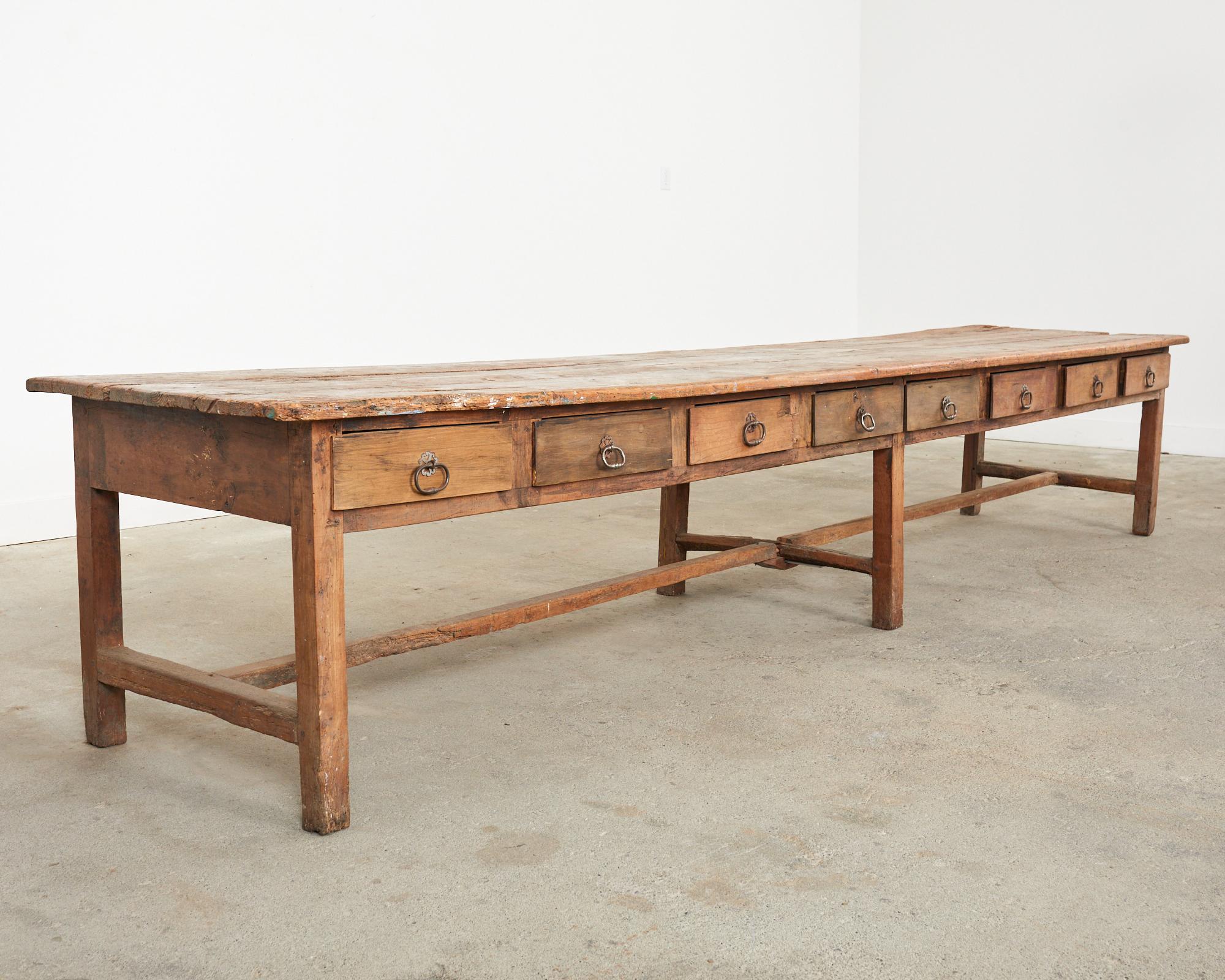 18th Century Monumental French Pine Drapers Table Store Display For Sale 6