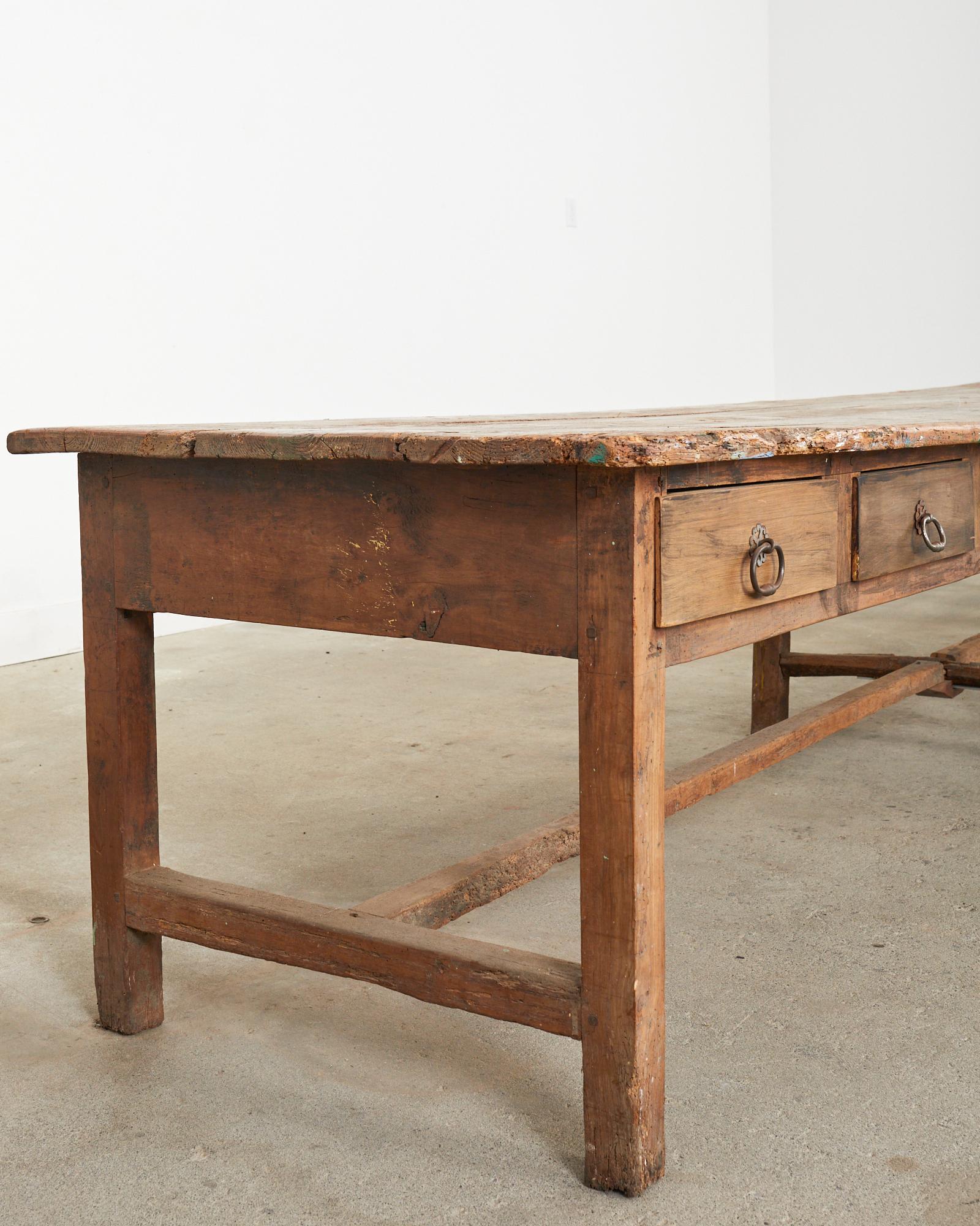 18th Century Monumental French Pine Drapers Table Store Display For Sale 8