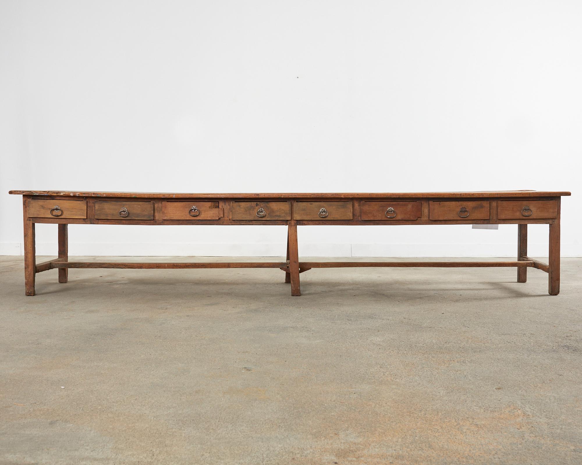 18th Century Monumental French Pine Drapers Table Store Display For Sale 12