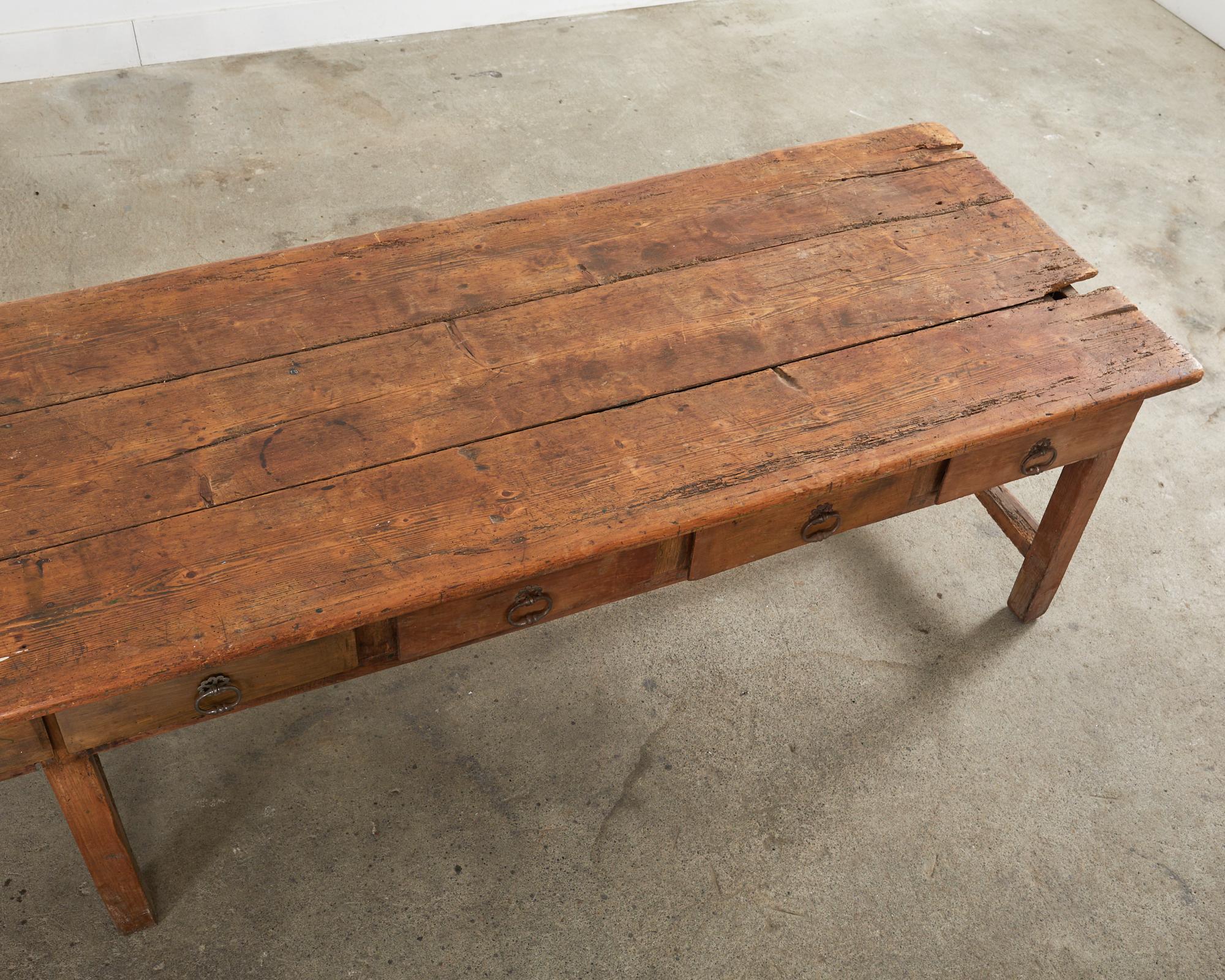 18th Century Monumental French Pine Drapers Table Store Display In Distressed Condition For Sale In Rio Vista, CA