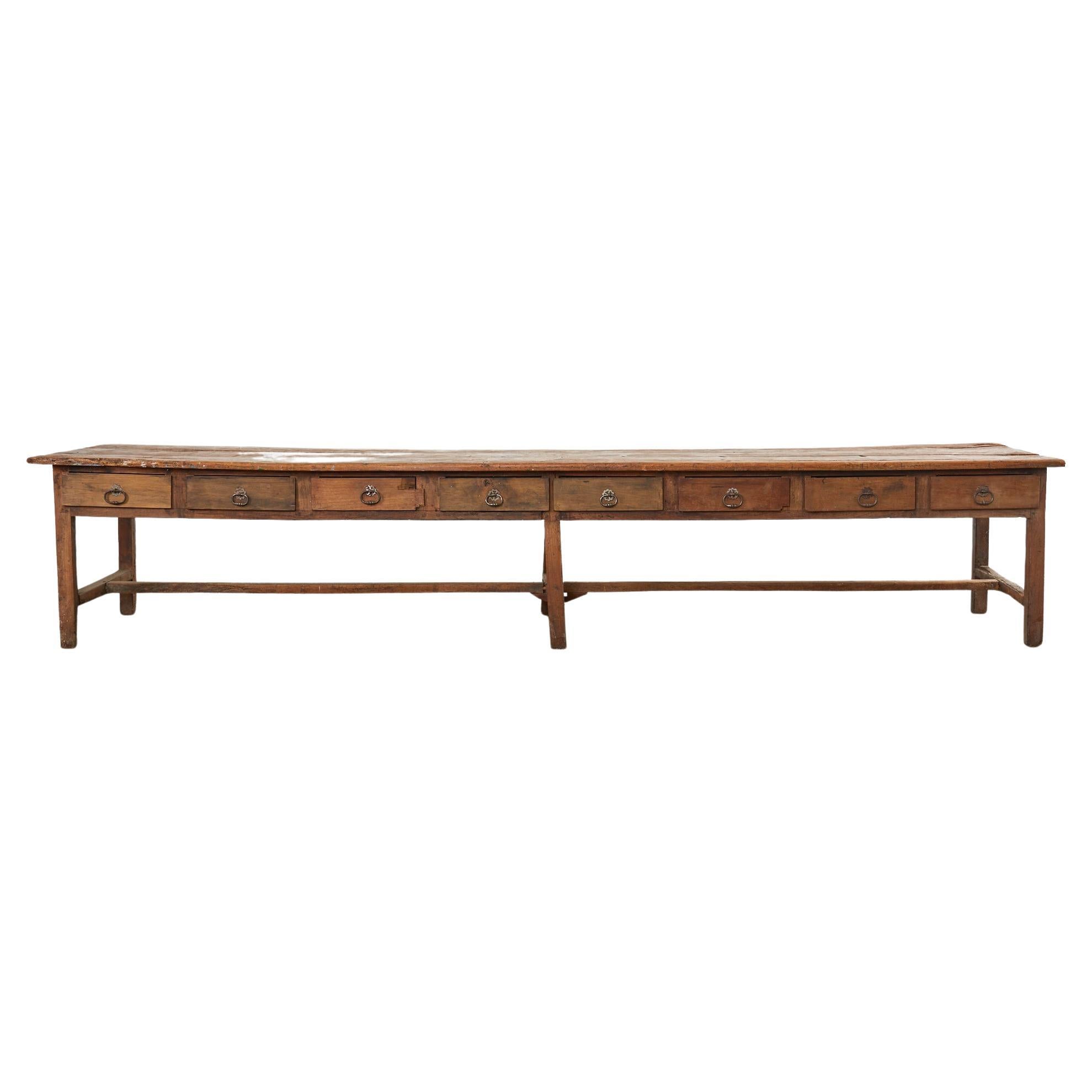 18th Century Monumental French Pine Drapers Table Store Display For Sale