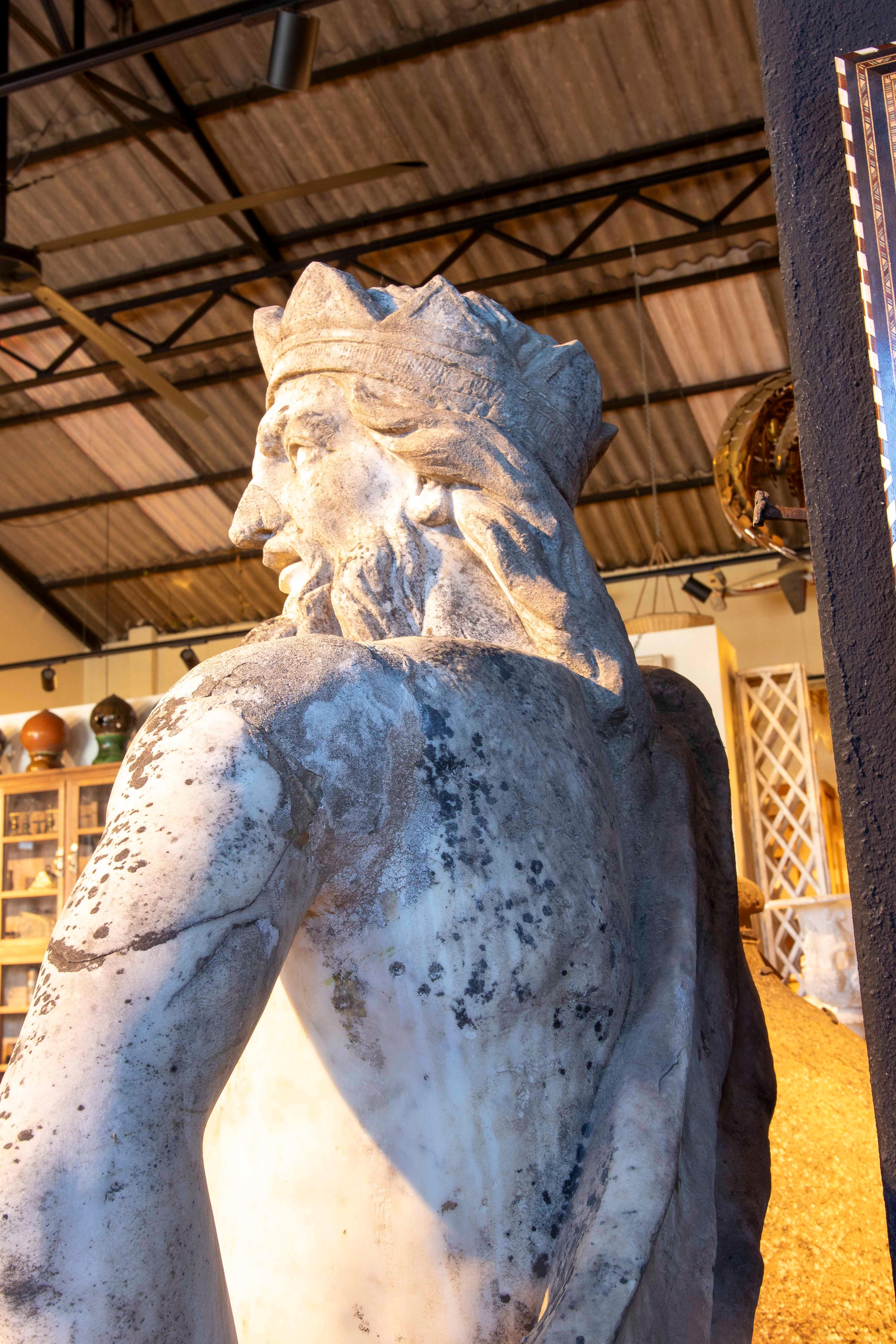 18th Century Monumental Marble Sculpture Representing Neptune For Sale 3