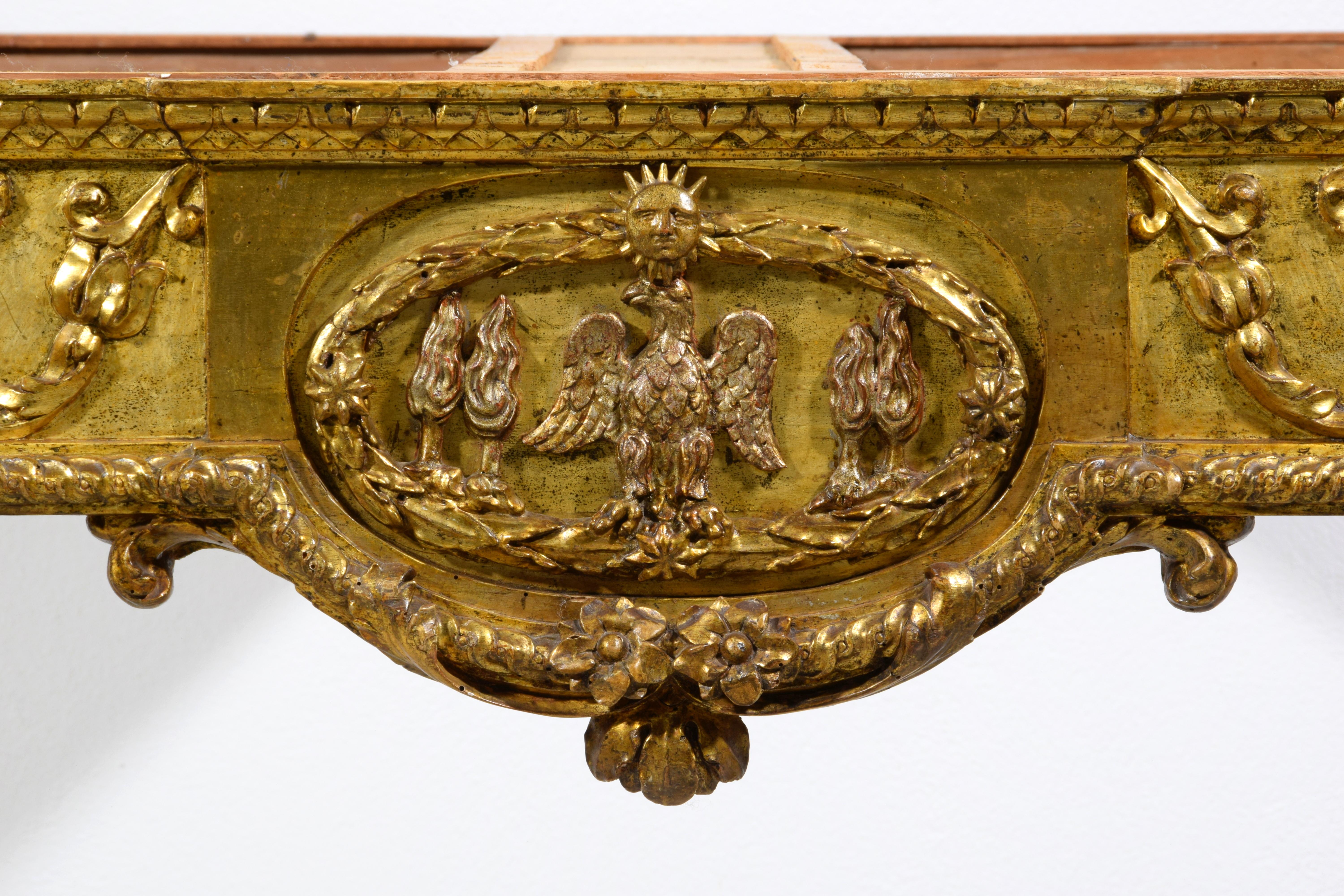 18. Jahrhundert, Monumentales Paar italienischer neoklassizistischer Konsolen aus Giltwood im Angebot 9
