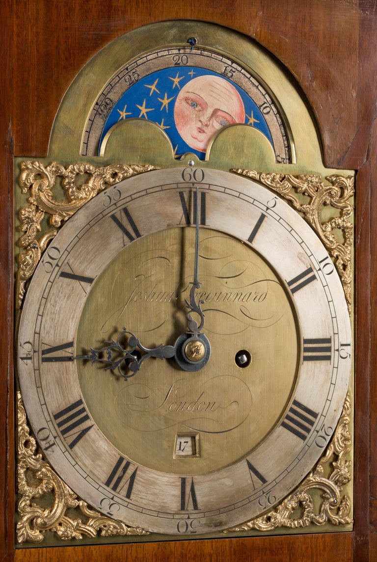 18th Century Moon Phase Dial Bracket Clock by Trewinnard of London For