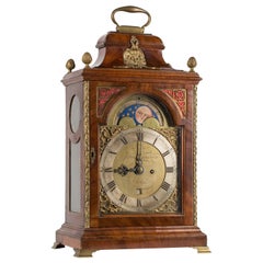 18th Century Moon Phase Dial Bracket Clock by Trewinnard of London
