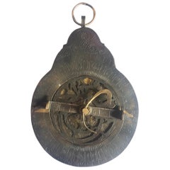 18th Century Moroccan Etched Brass Astrolabe 9" Arabic Antique Scientific Decor