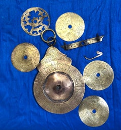 18th Century Moroccan Etched Brass Astrolabe, Handmade Antique Arabic Compass