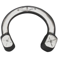 18th Century Moroccan Tuareg Khalkhal Bracelet - Handmade Heavy Etched Silver