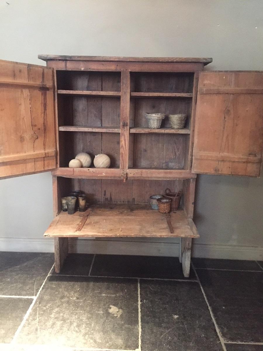 Hand-Crafted 18th Century Mountain Kitchen Cupboard For Sale