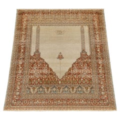 18th Century Museum 4x5 Antique Silk Turkish Hereke Rug Meditation Tapestry