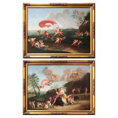 18th Century Mythological Loves Painting Coypel Oil on Canvas