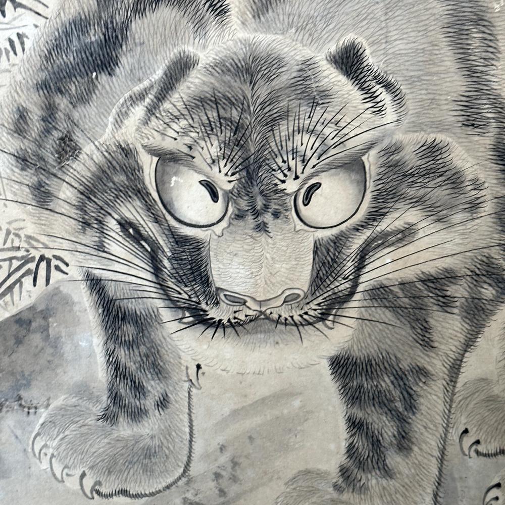 Edo 18th Century Nagasaki School Tiger Screen For Sale